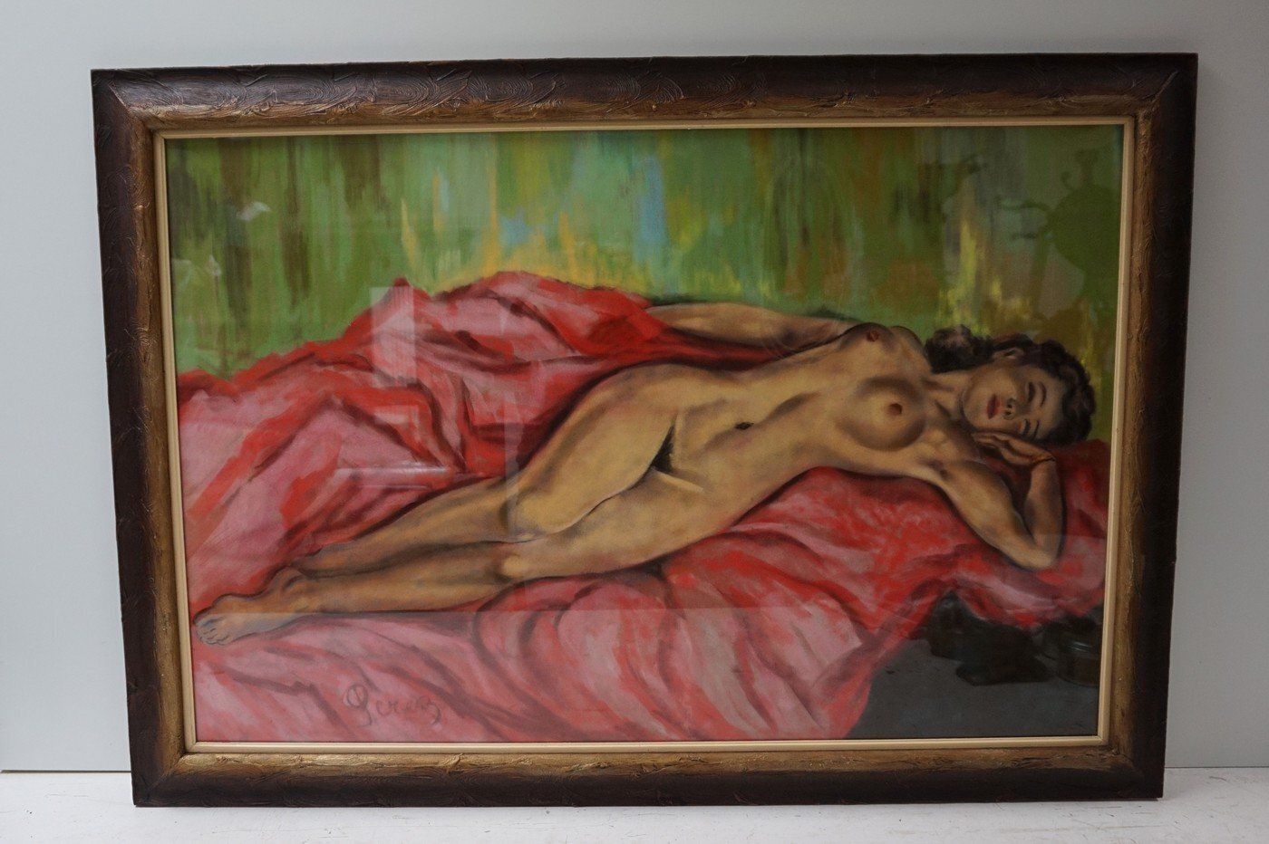 Perez, Large Nude Of A Sleeping Woman, 1950s 1960s, Pastel photo furniture