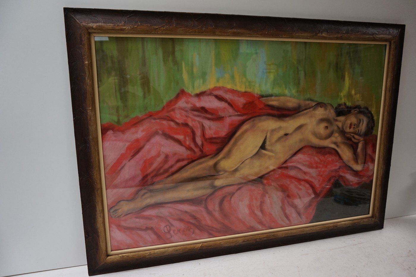 Perez, Large Nude Of A Sleeping Woman, 1950s 1960s, Pastel photo for sale