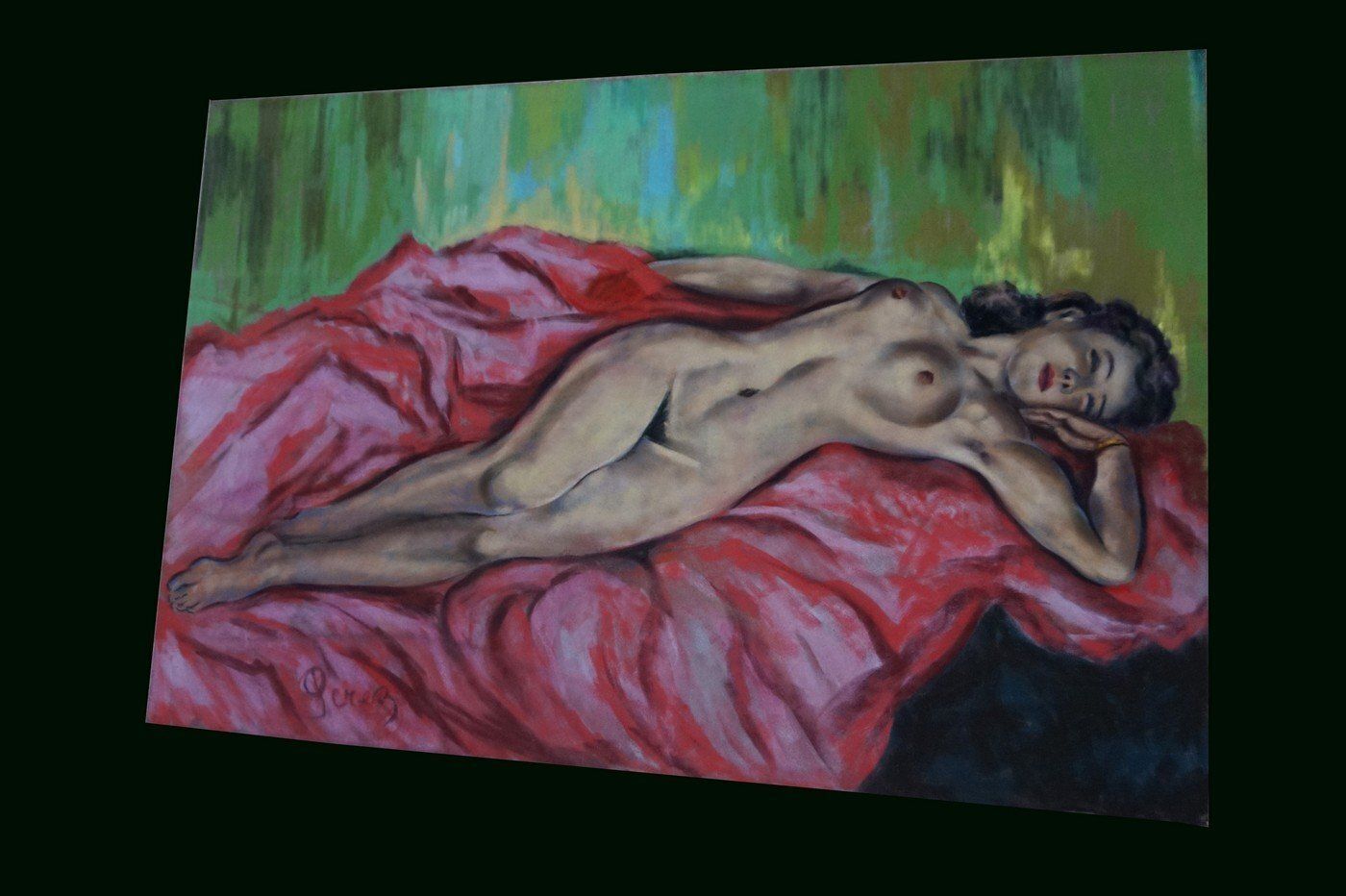 Perez, Large Nude Of A Sleeping Woman, 1950s 1960s, Pastel photo Art