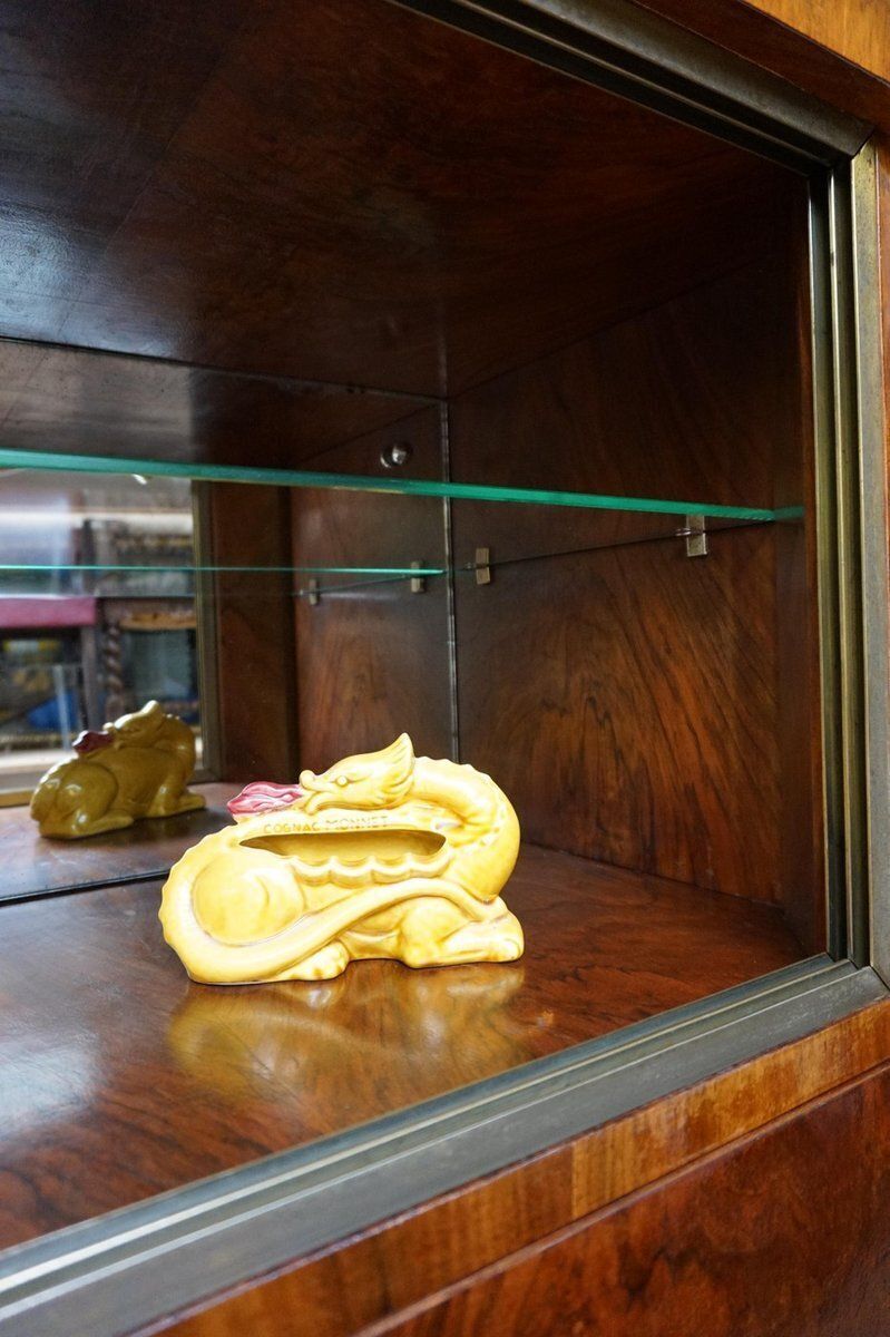 photo for sale Art Deco Walnut Display Cabinet With Secret Compartment Attributed To Jindřich Halabala, 1930s