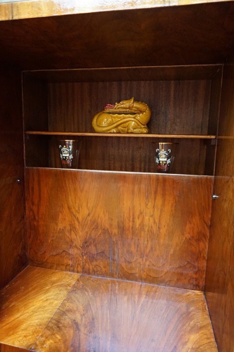 photo vinterior Art Deco Walnut Display Cabinet With Secret Compartment Attributed To Jindřich Halabala, 1930s