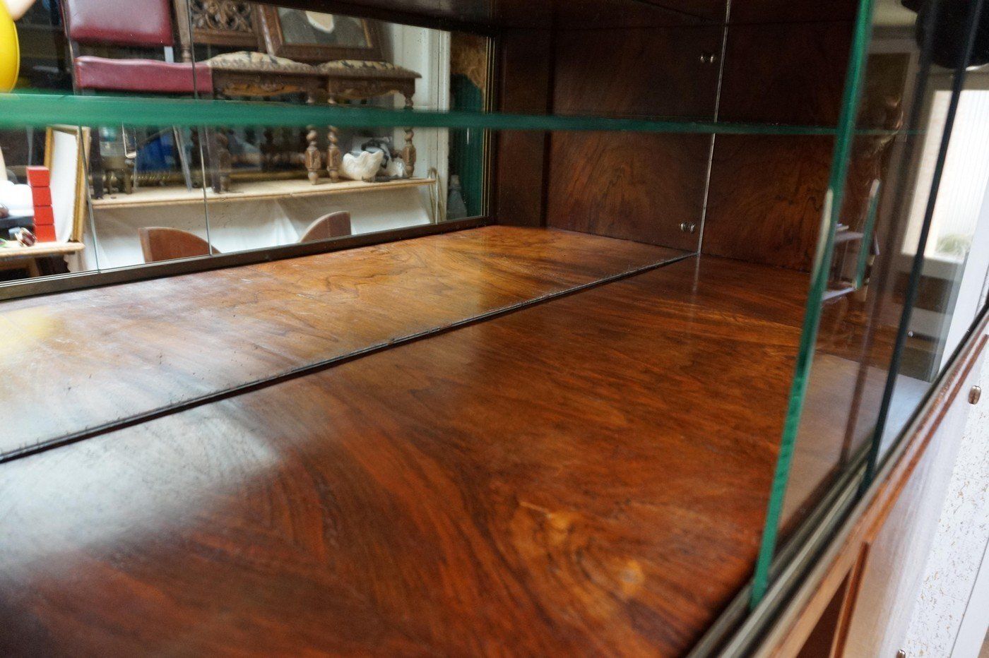photo vintage Art Deco Walnut Display Cabinet With Secret Compartment Attributed To Jindřich Halabala, 1930s