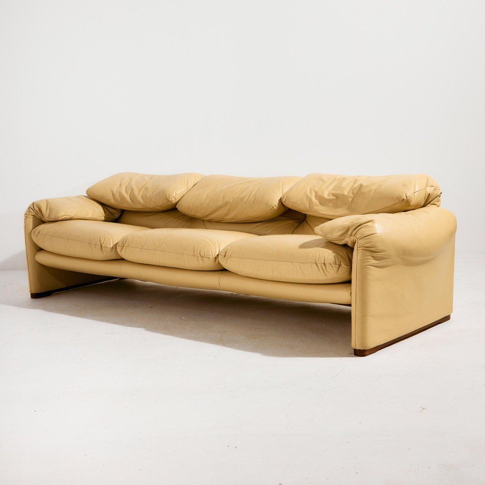 Maralunga Leather Seating By Vico Magistretti For Cassina, Set Of 3 photo buy