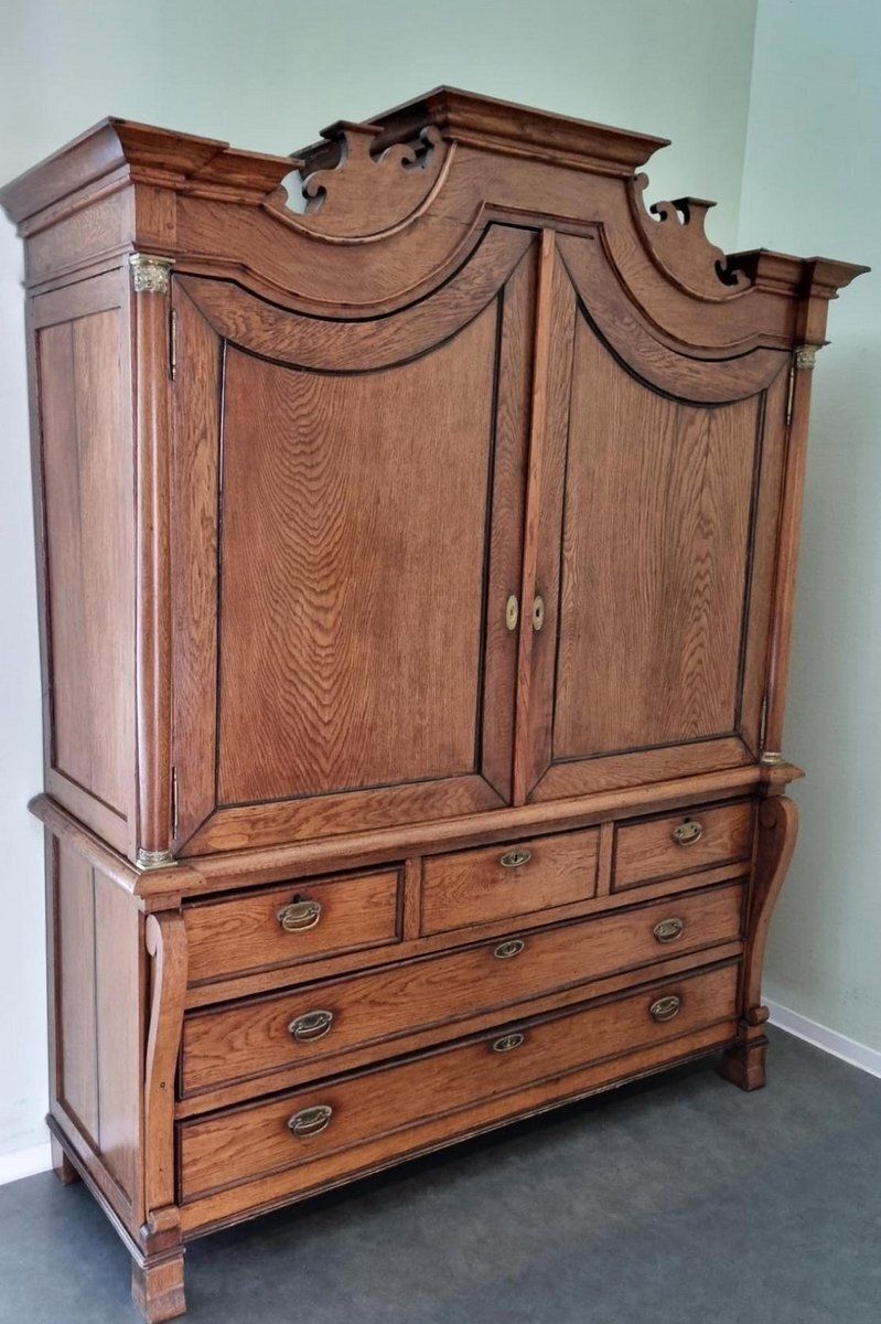Empire Dutch Demountable Oak Cabinet With Hidden Secretary, 1820s