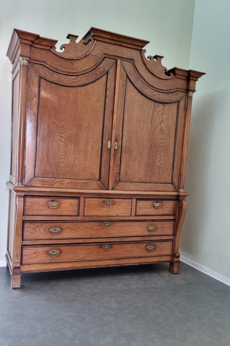 Empire Dutch Demountable Oak Cabinet With Hidden Secretary, 1820s photo furniture