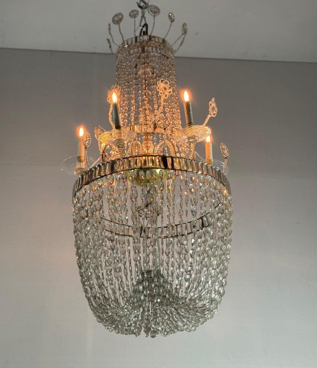 Important Navette Cut Crystal Pearl Bag Chandelier, Circa 1800 photo furniture