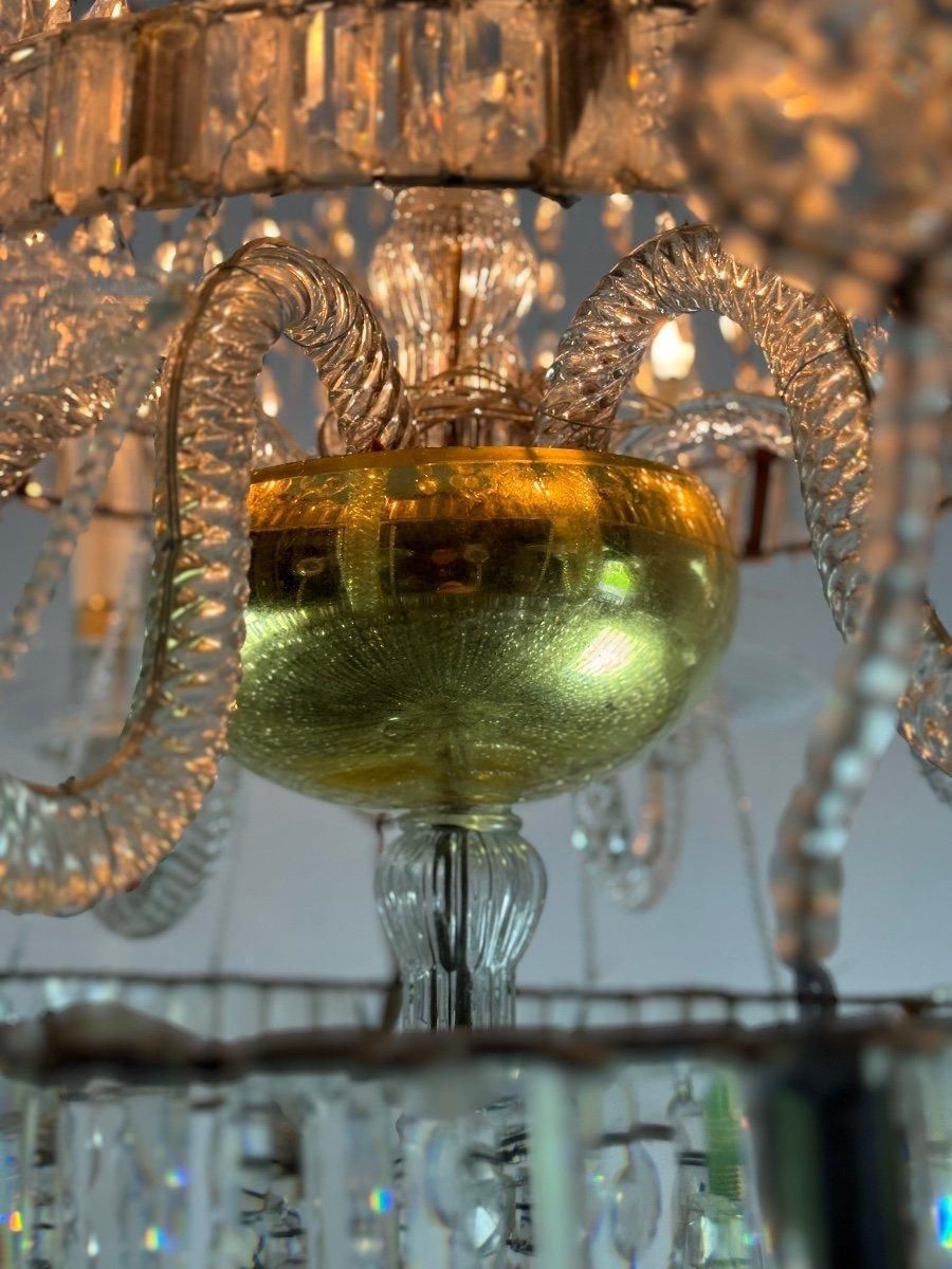 Important Navette Cut Crystal Pearl Bag Chandelier, Circa 1800 photo for sale