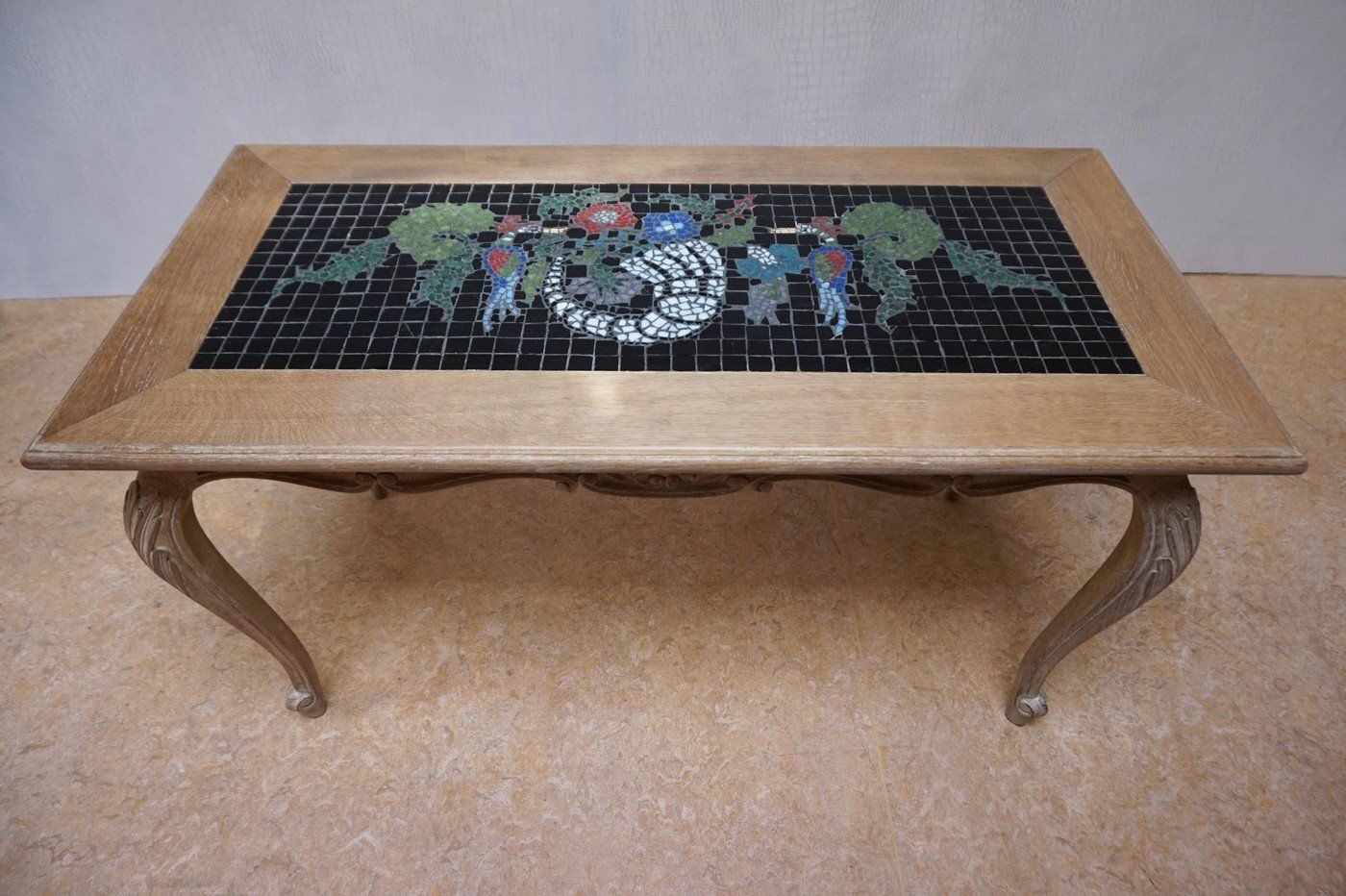 746.0 Louis XV French Oak & Mosaik Coffee Table, 1970s photo