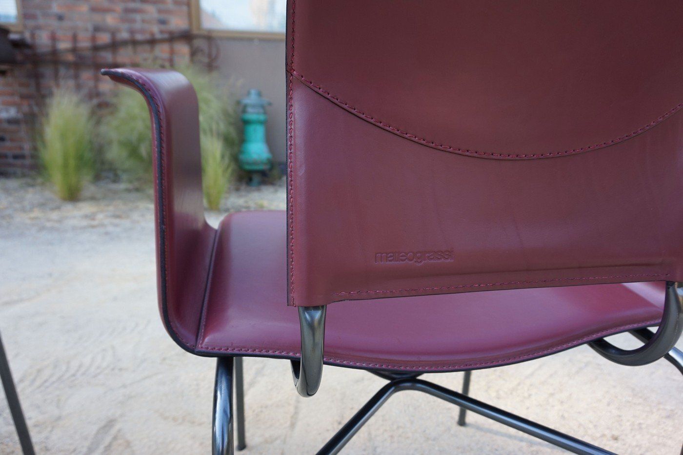 photo for sale Armchairs In Bordeaux Red Leather By Ross Littell For Matteo Grassi, Steel, Italy, 1980s, Set Of 2