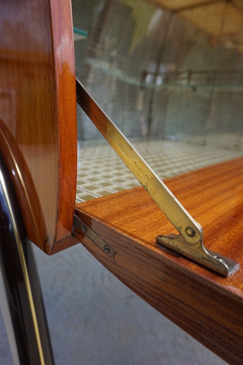 Mid Century Modern Italian Cocktail Bar Cart Cabinet Attributed To Cesare Lacca, 1960s photo vinterior