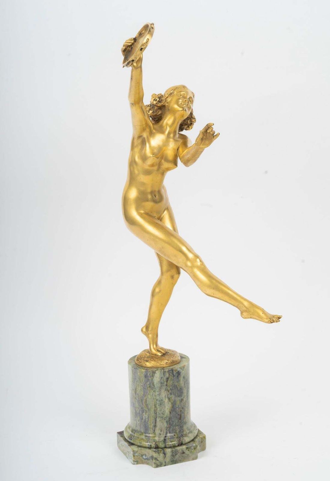 Dancer With Tambourine, Gilded Bronze Sculpture, Art Deco Period, Circa 1930. photo for sale
