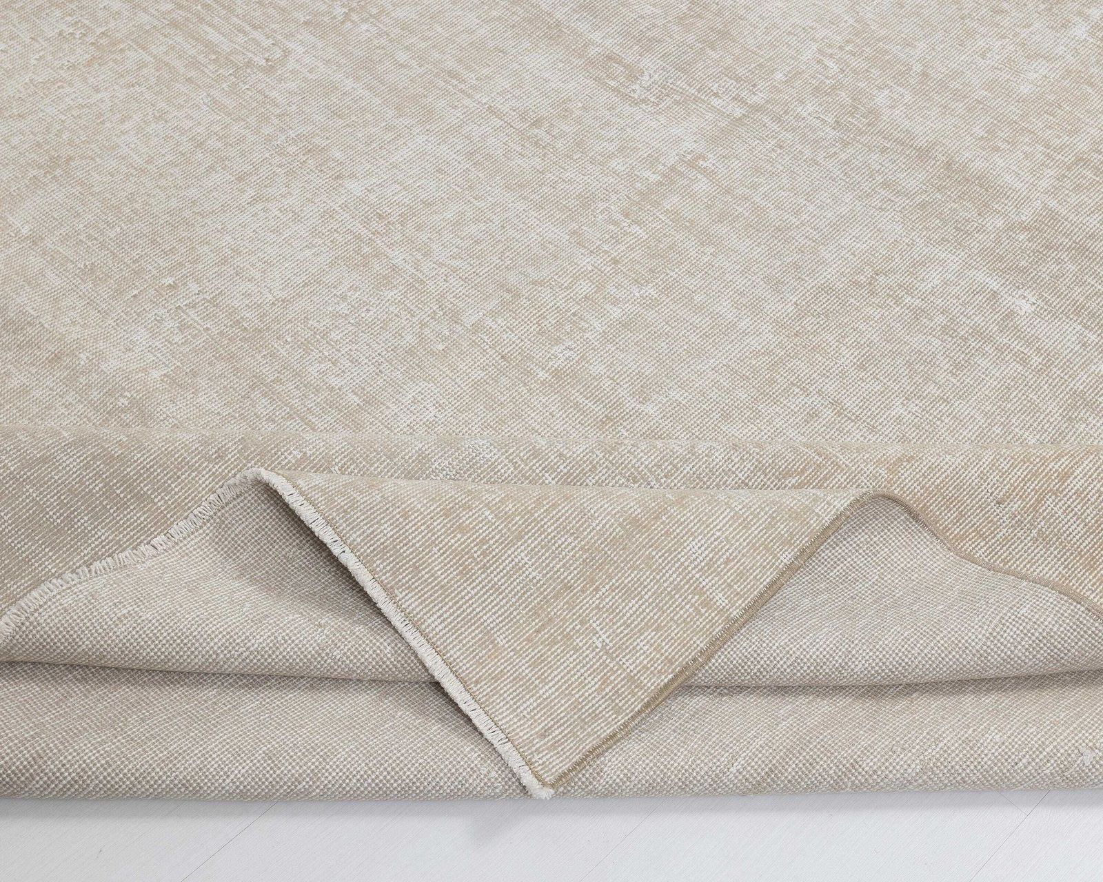 Plain Vintage Rug 7x10, Turkish Beige Neutral Solid Large Handmade Wool Carpet, 6.8x9.8 Feet photo furniture