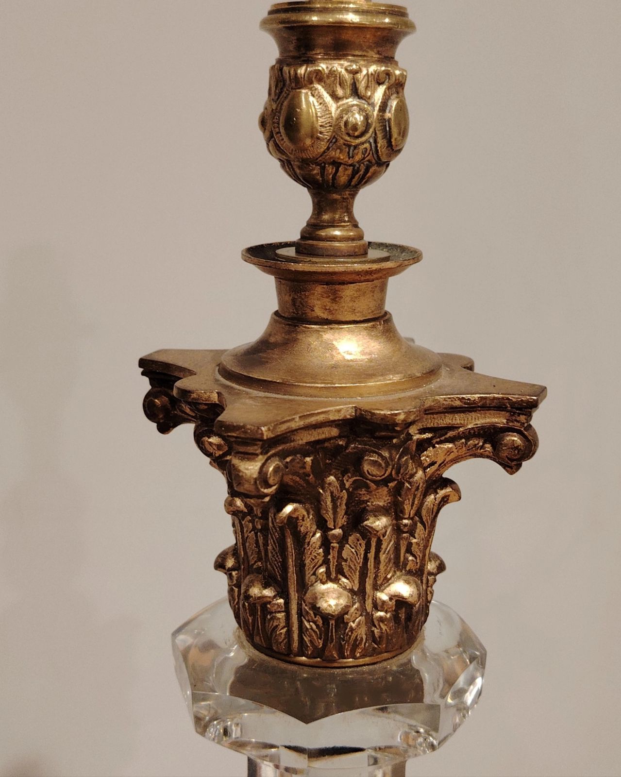 19th Century Antique Lead Crystal Cut Glass Osler Table Lamp. photo furniture