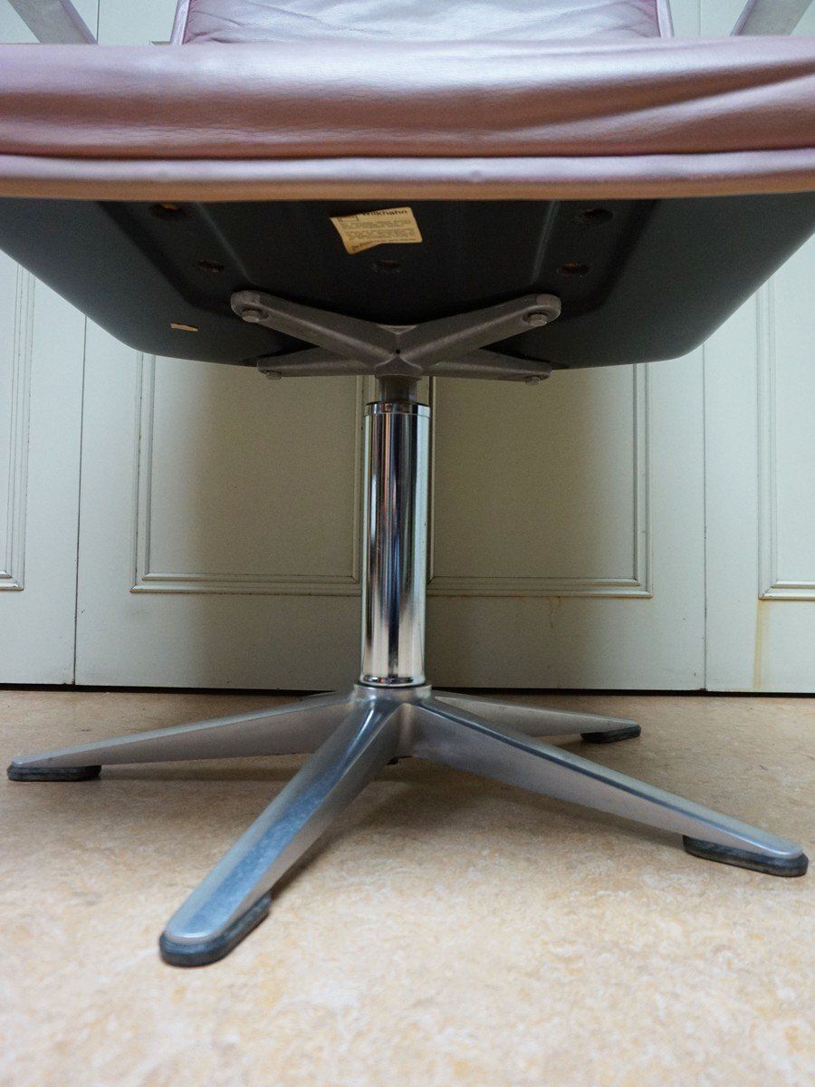 Furniture Set Of Delta Pink Leather Office Chairs From Wilkhahn, 1968 photo