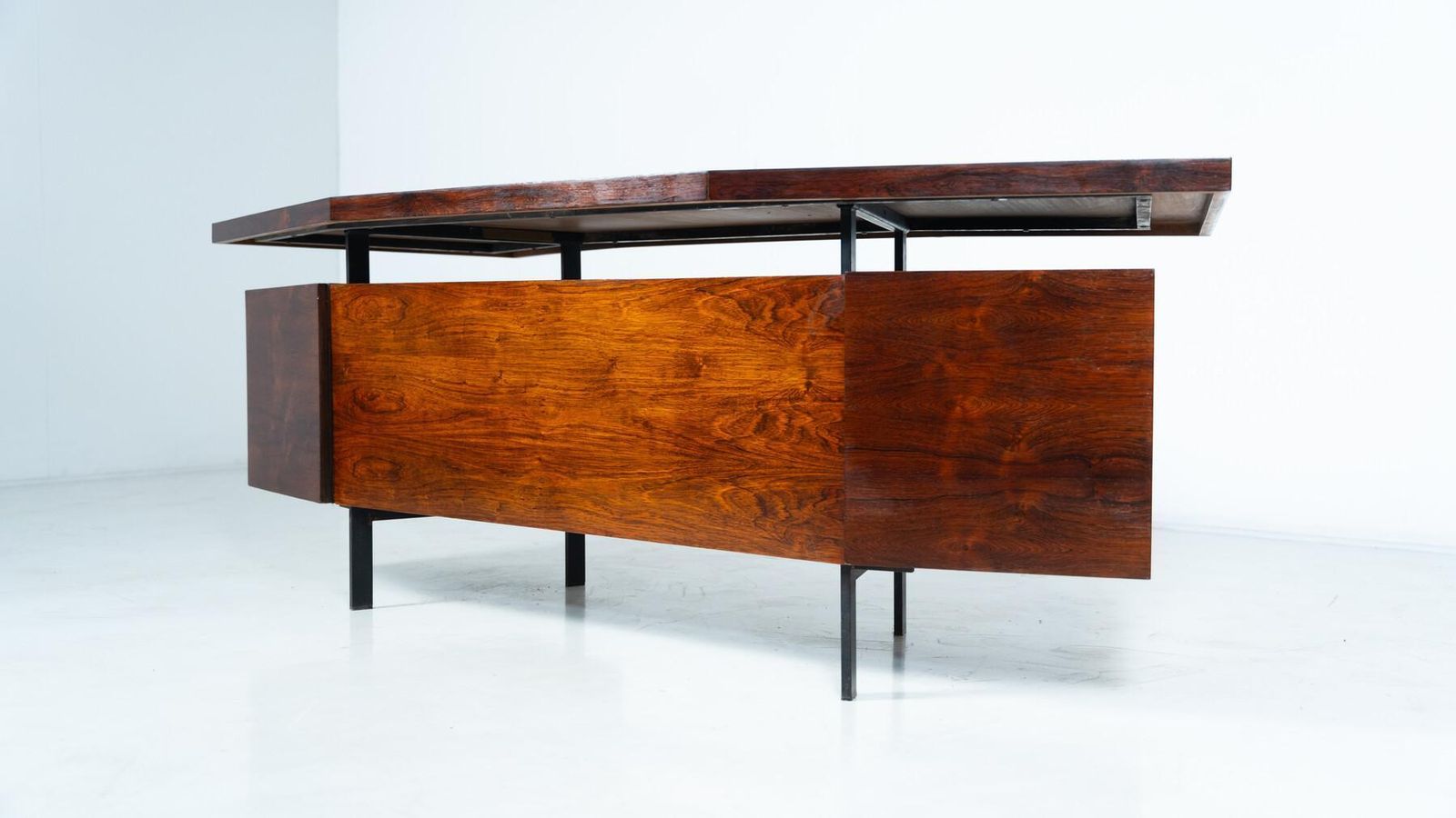 Mid Century Modern Italian Wooden Desk With Drawers, 1960s photo furniture