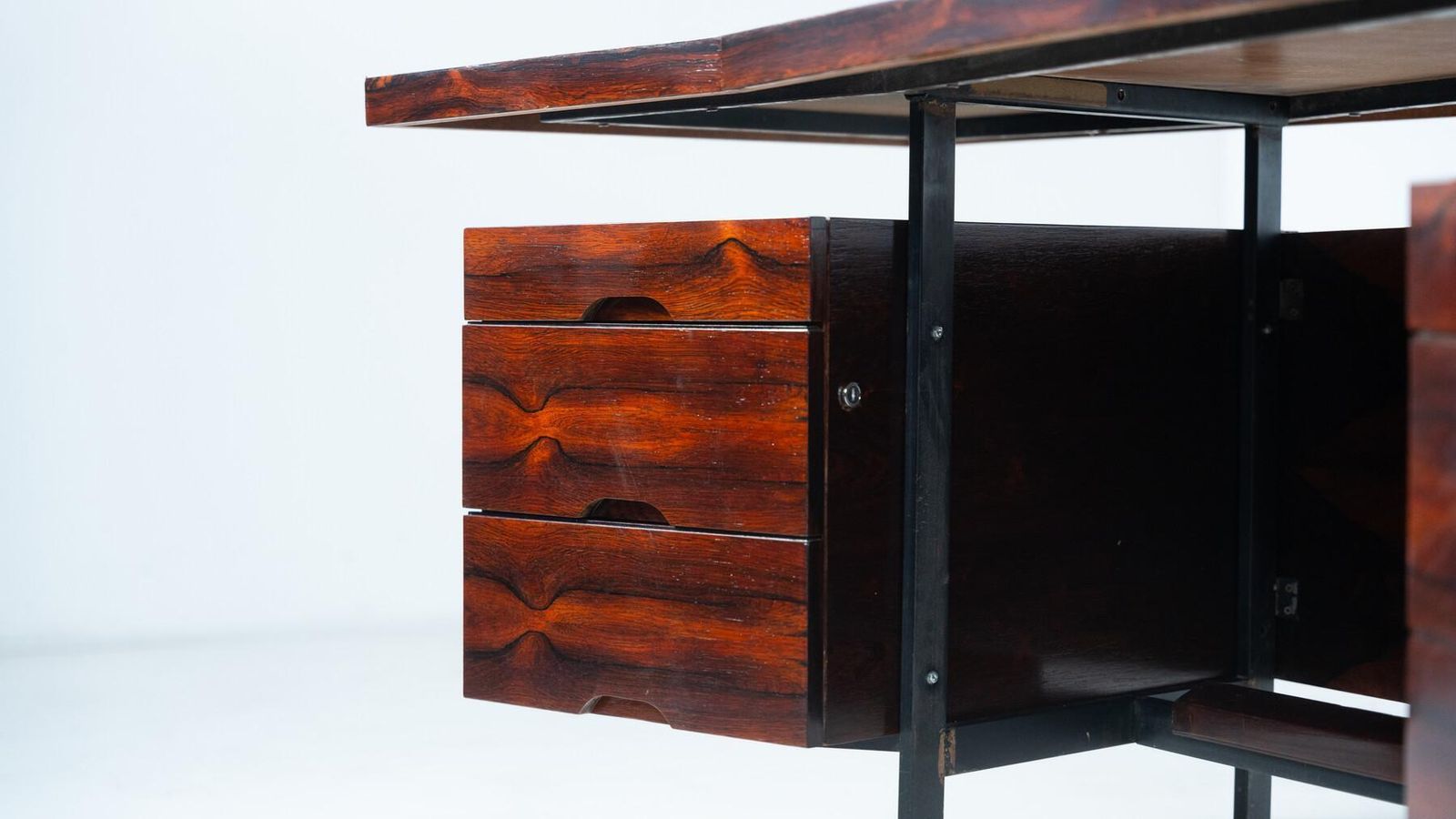 Mid Century Modern Italian Wooden Desk With Drawers, 1960s photo 7643.0