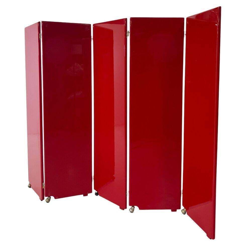 Mid Century Modern Red Lacquered Room Divider, Italy, 1960s