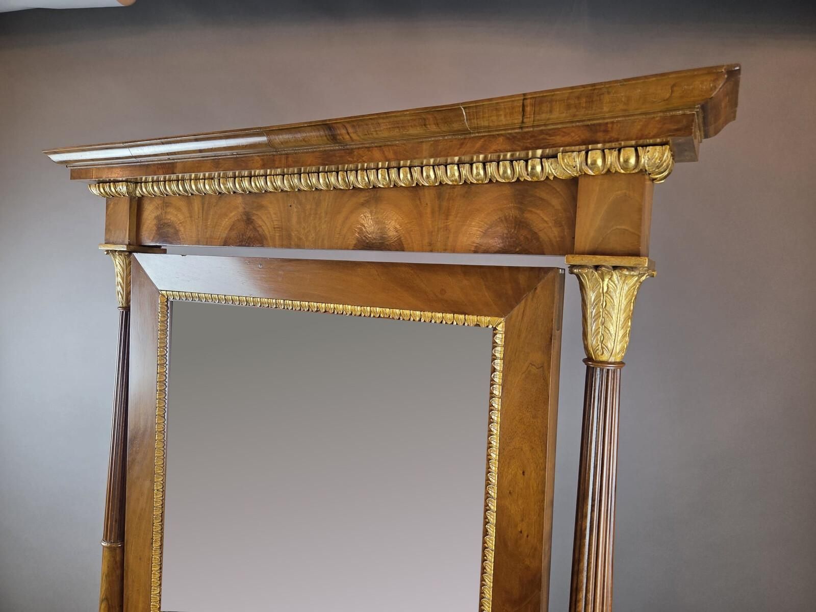 Empire Mahogany And Giltwood Psyche Mirror, 19th Century photo 4372.0