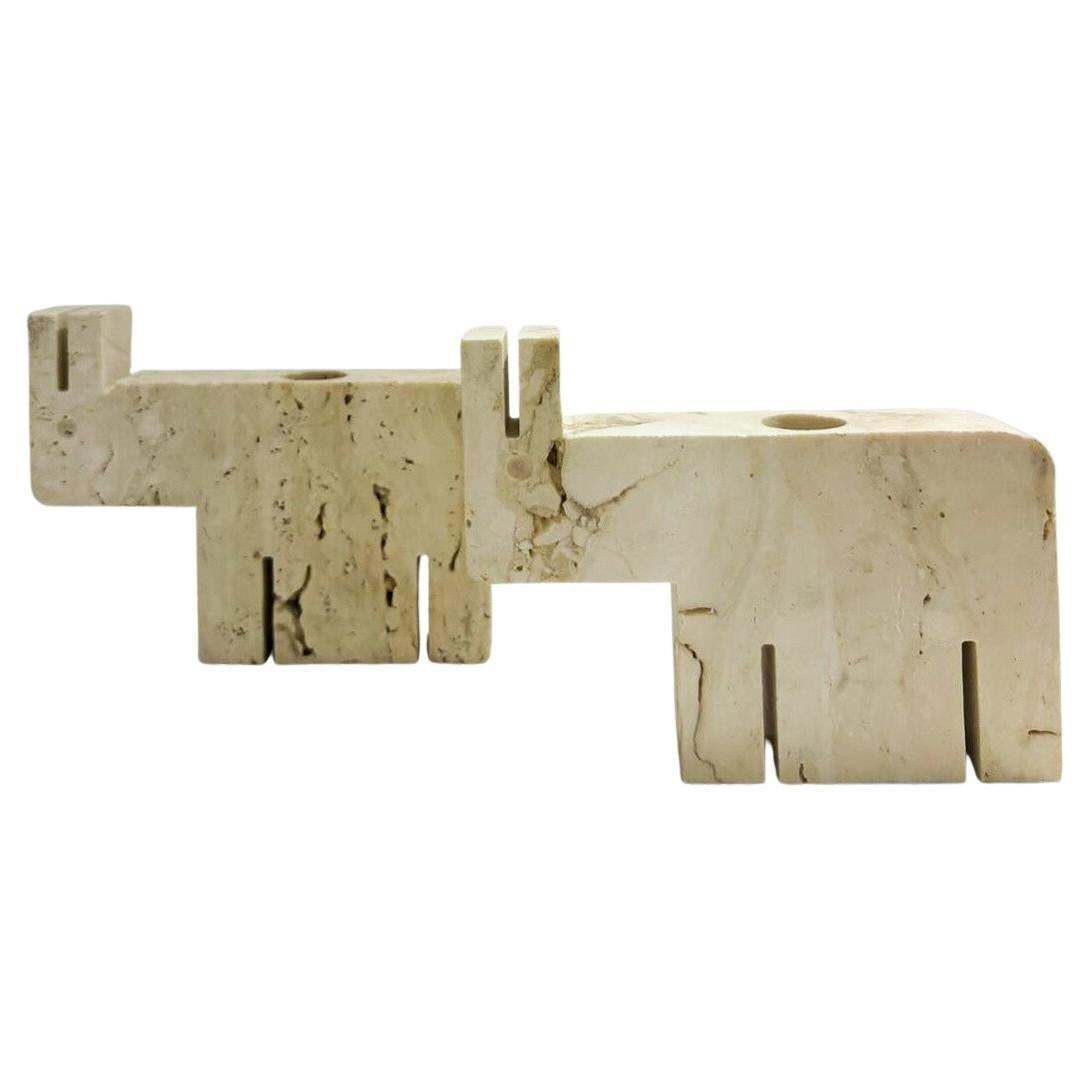 Mid Century Travertine Figures By Fratelli Mannelli, 1970s