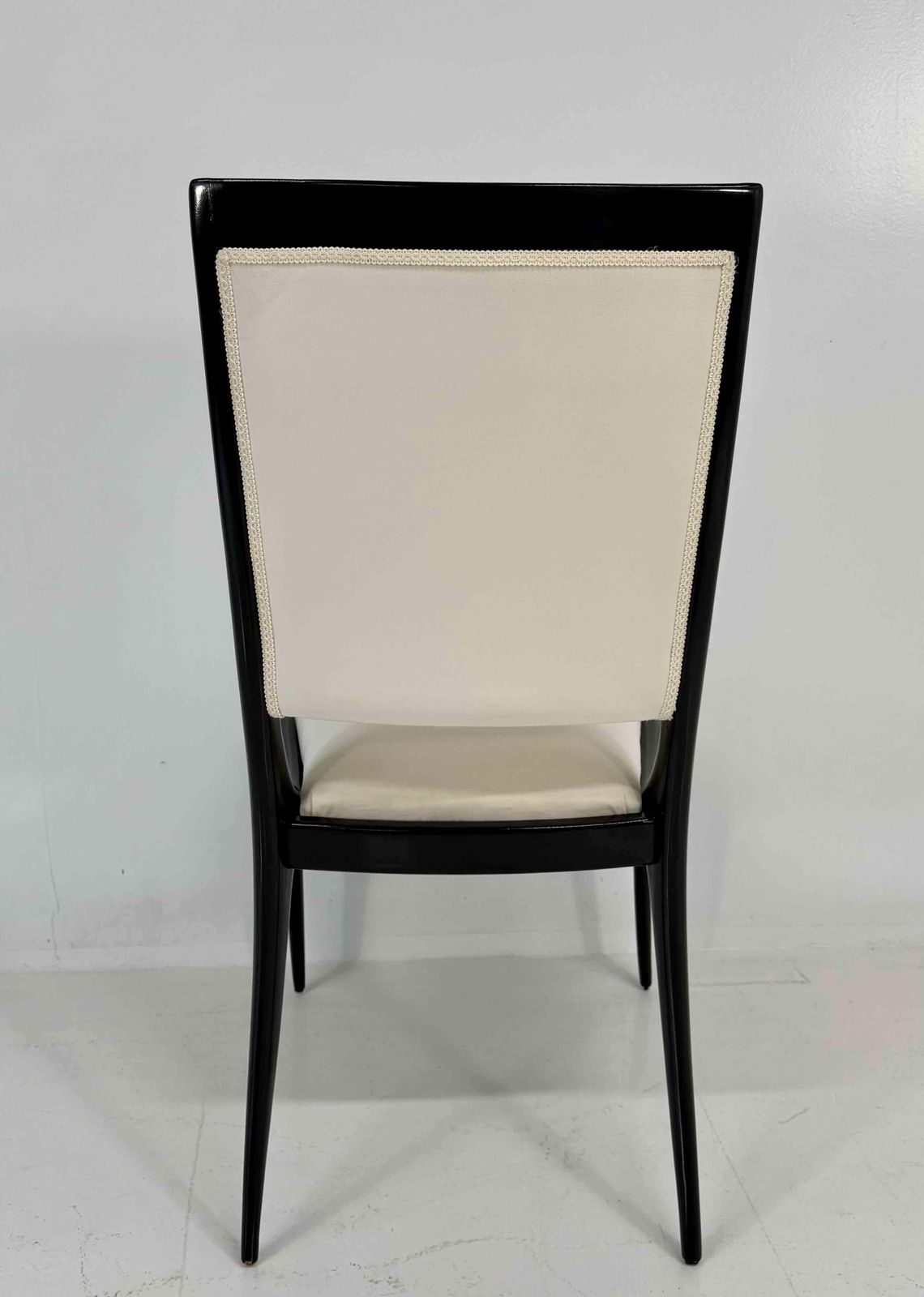 Furniture Set Of 8 Seats With 6 Chairs And 2 Armchairs, Black Lacquered Wood And Velvet photo