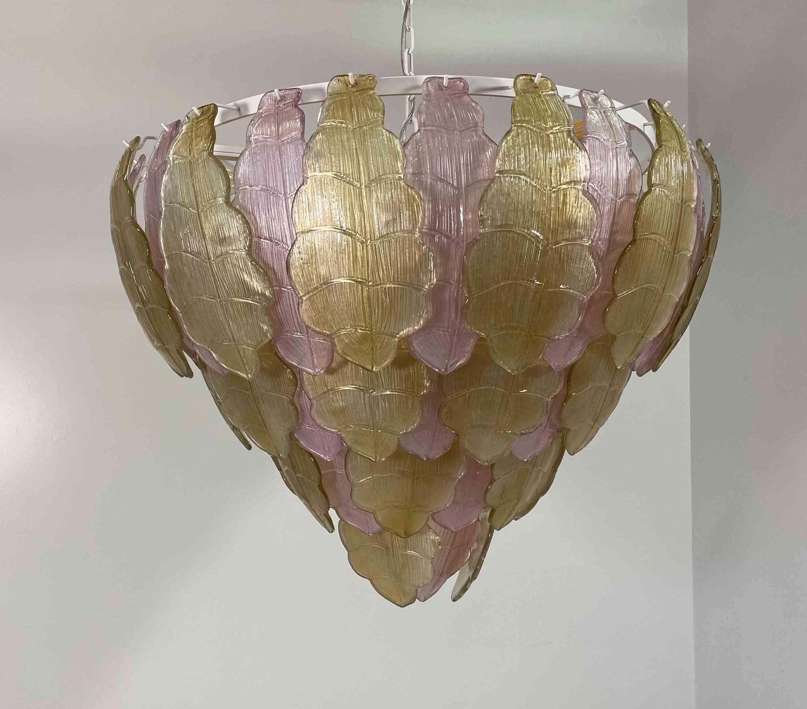 Italian Art Deco Gold And Pink Murano Glass Chandelier photo 8587.0