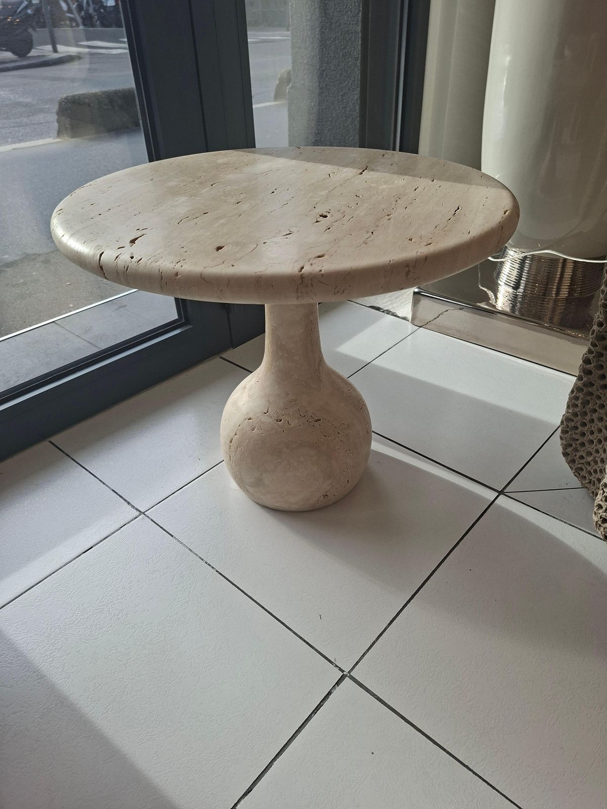 Pair Of Round Travertine Cocktail  Table photo Furniture
