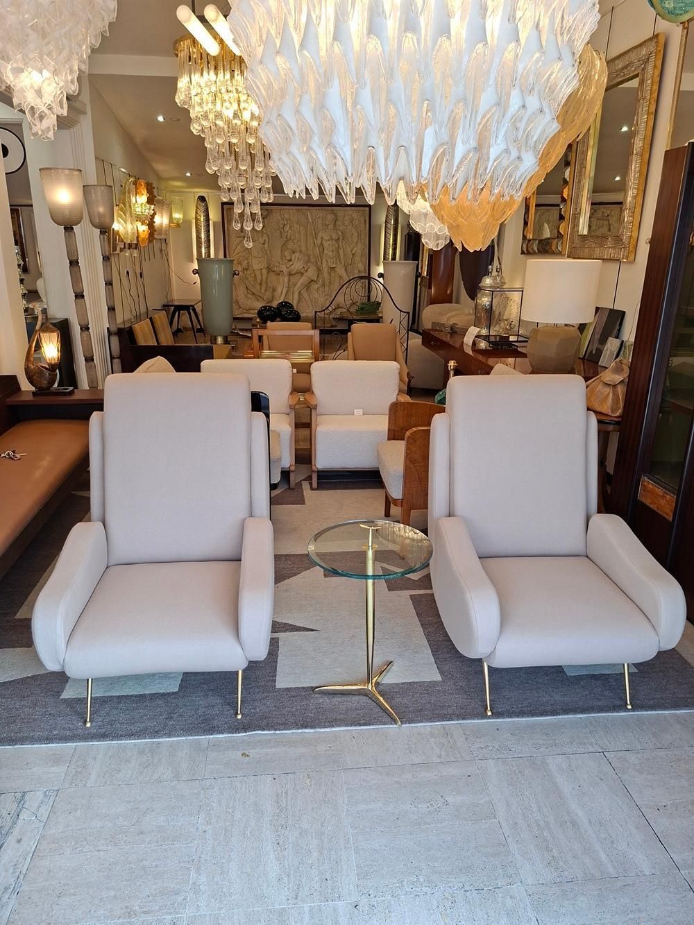 Pair Of Armchairs In Light Beige Fabric photo furniture