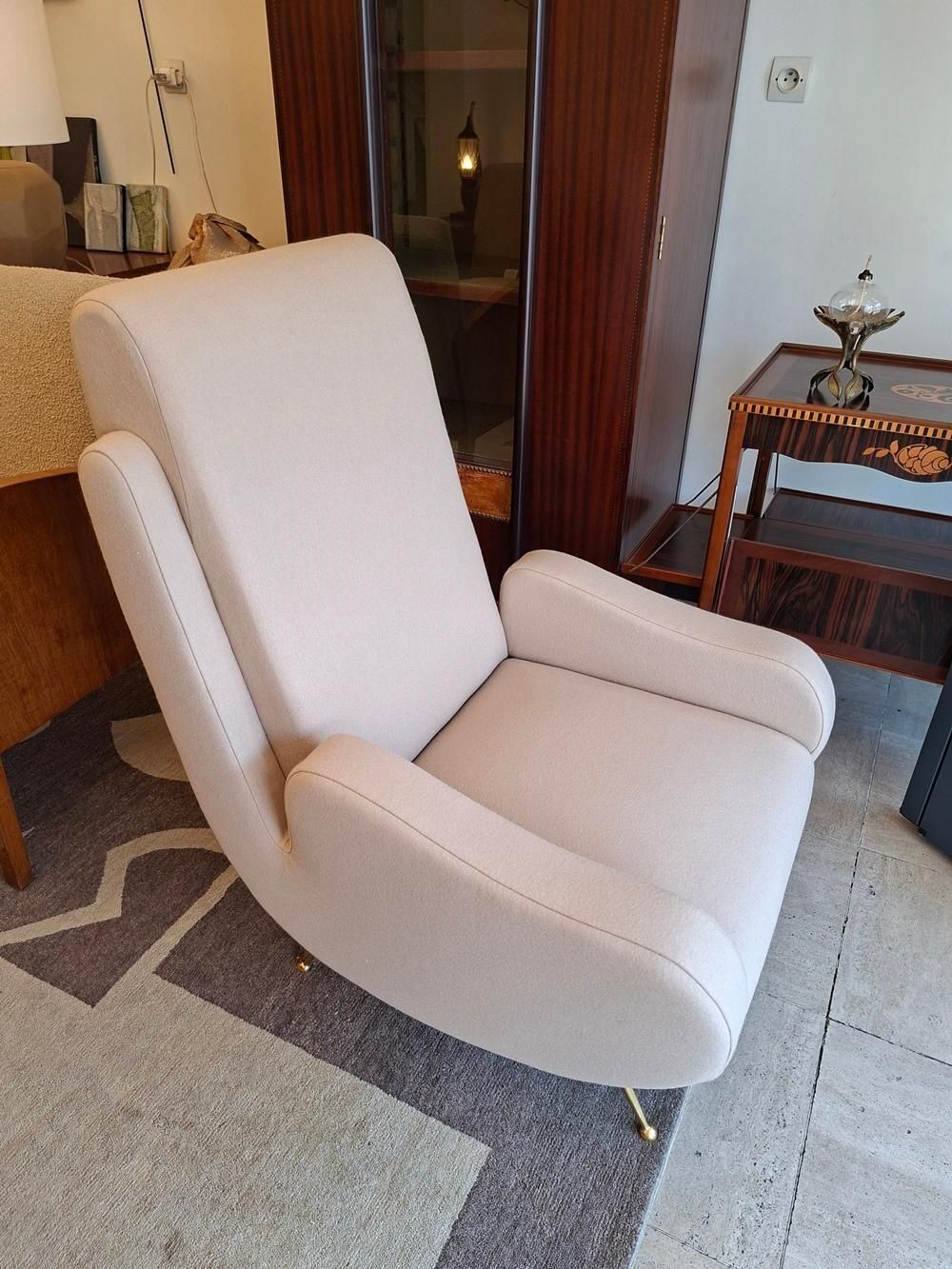 Pair Of Armchairs In Light Beige Fabric photo vinterior