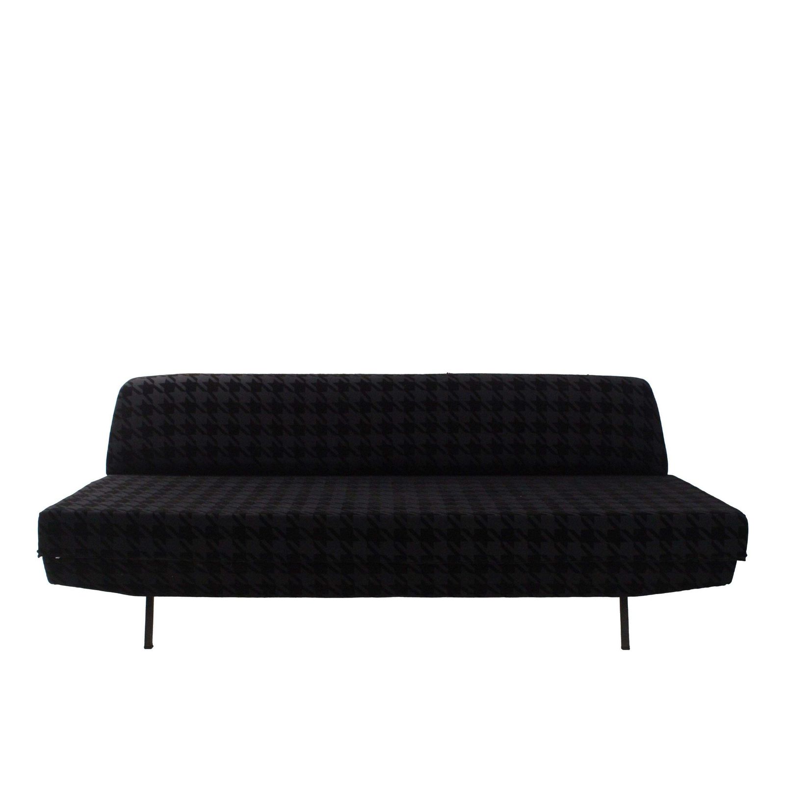 Italian Mid Century Sofa Bed In Textured Black Velvet, Italy, 1950 photo vinterior
