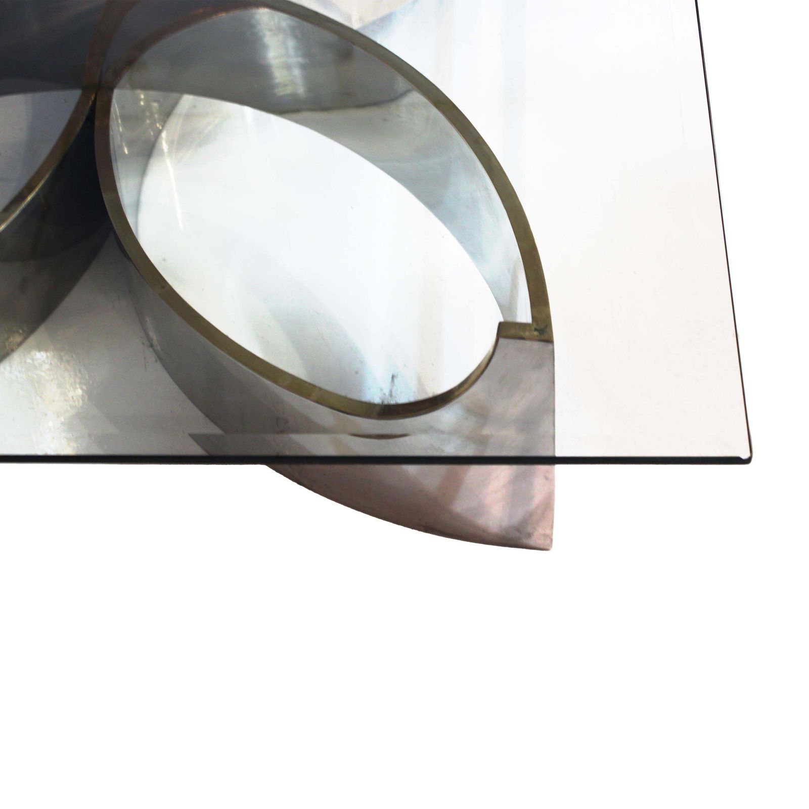 Chrome And Glass Flower Form Center Table Attributed To Frank Stella, USA, 1980 photo Furniture