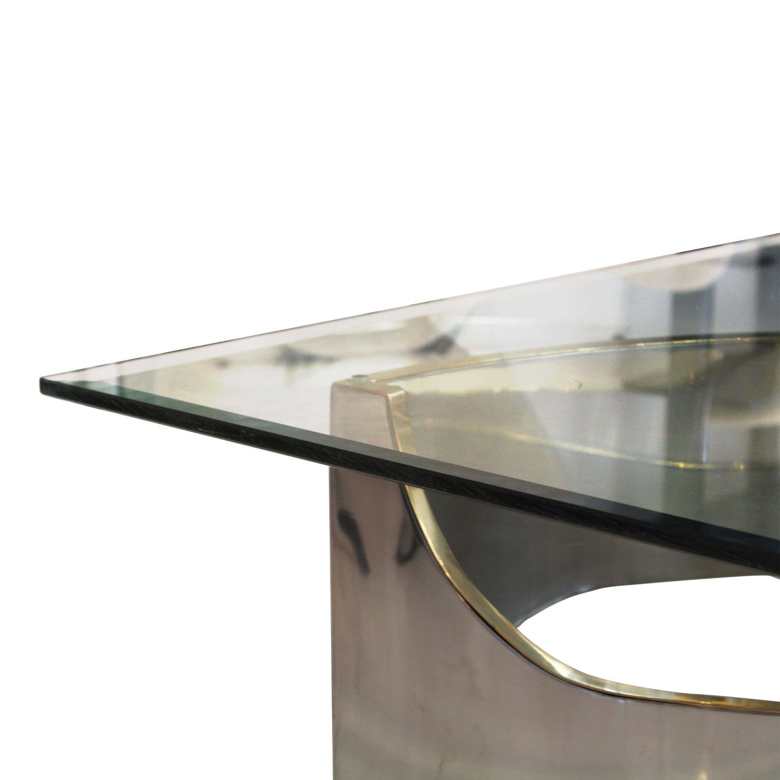 Chrome And Glass Flower Form Center Table Attributed To Frank Stella, USA, 1980 photo vintage