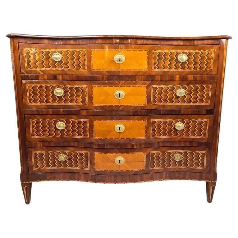 Inlaid Chest Of Drawers With Double Secret Compartments, 18th Century