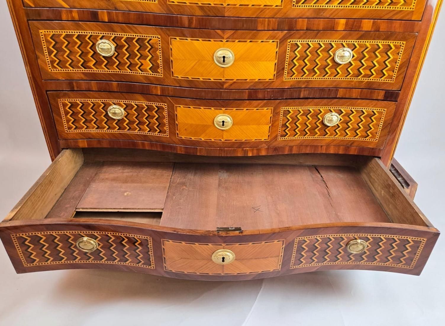 photo for sale Inlaid Chest Of Drawers With Double Secret Compartments, 18th Century