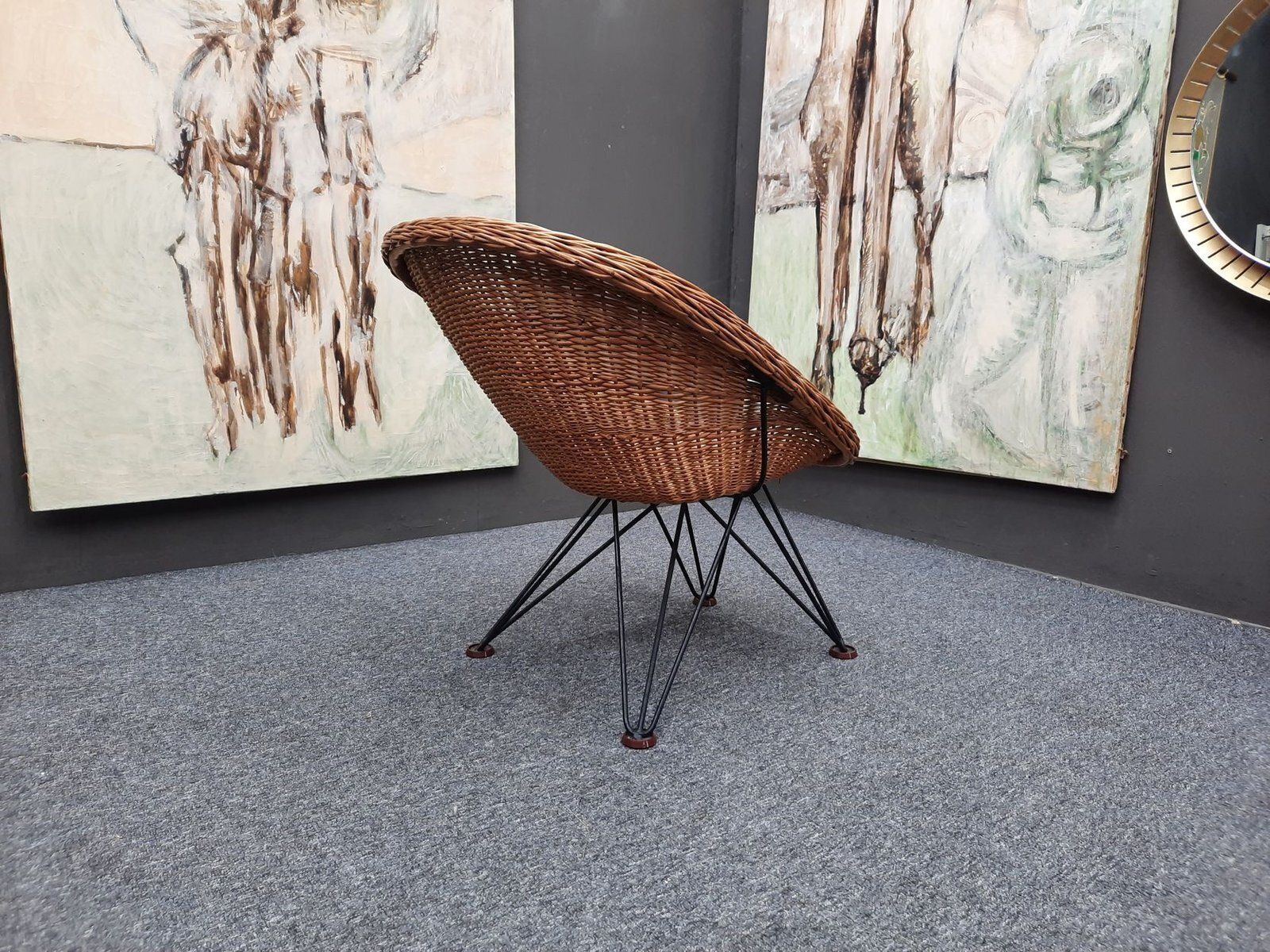 Mid Century Modern Wicker Chair By Teun Velthuizen For Urotan, 1950s photo furniture
