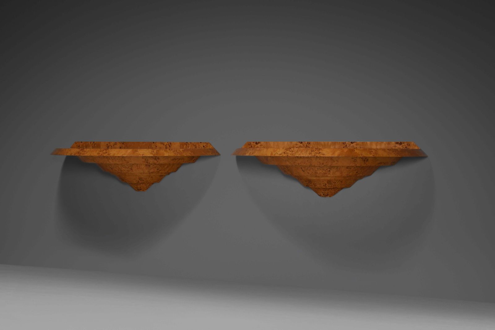 Rare And Elegant Pair Of Art Deco Consoles In Burl Wood. photo 4936.0