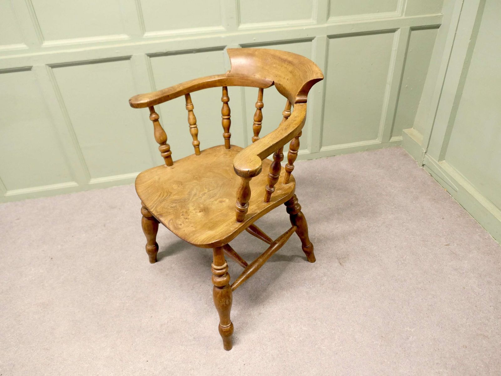 19th Century19th Century Beech And Elm Smokers Bow Office Or Desk Chair photo 660.0