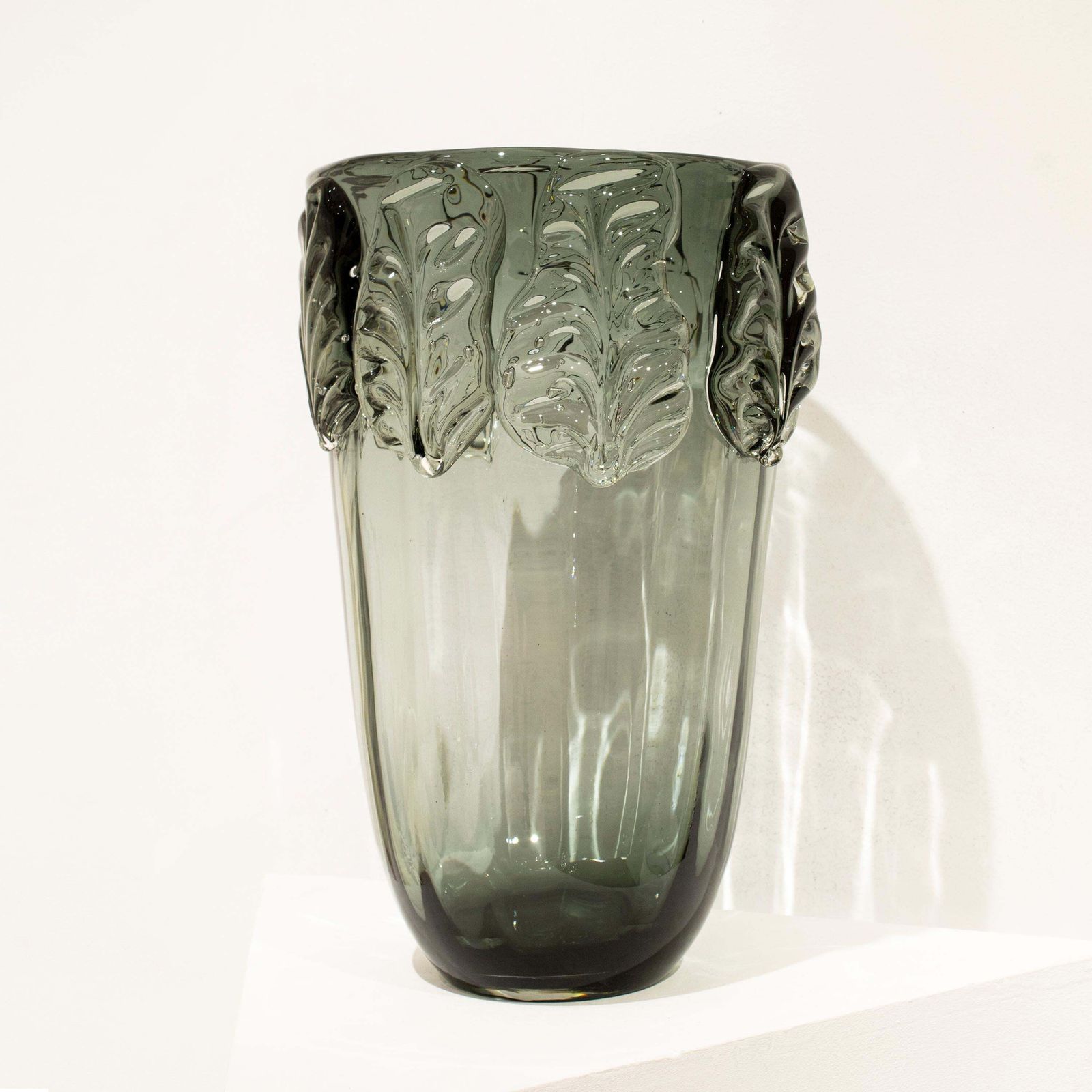 Handcrafted Semi Transparent Grey Glass Vase, Italy, 2024 photo for sale