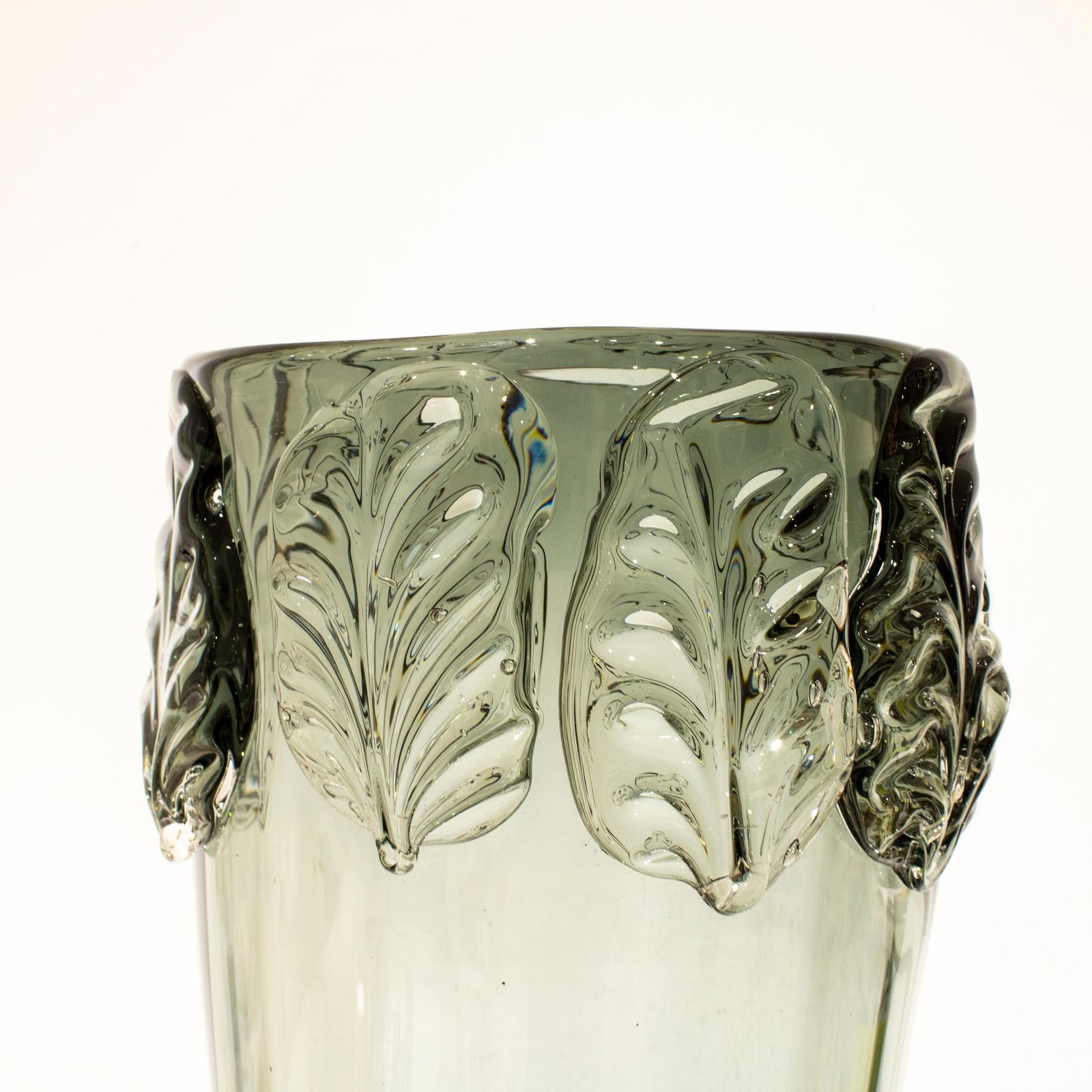 Handcrafted Semi Transparent Grey Glass Vase, Italy, 2024 photo 785.0