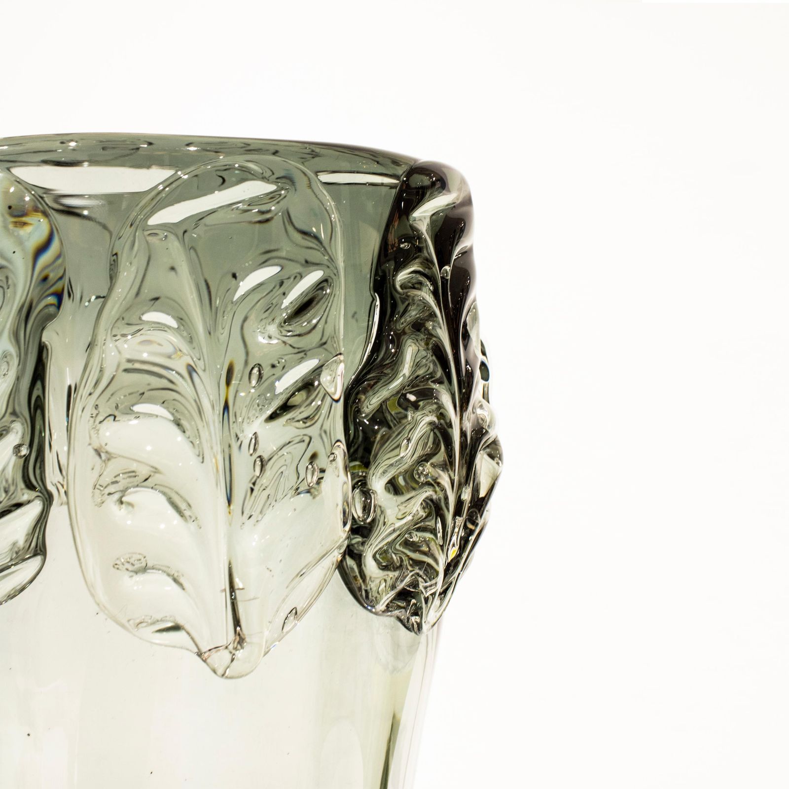 photo furniture Handcrafted Semi Transparent Grey Glass Vase, Italy, 2024