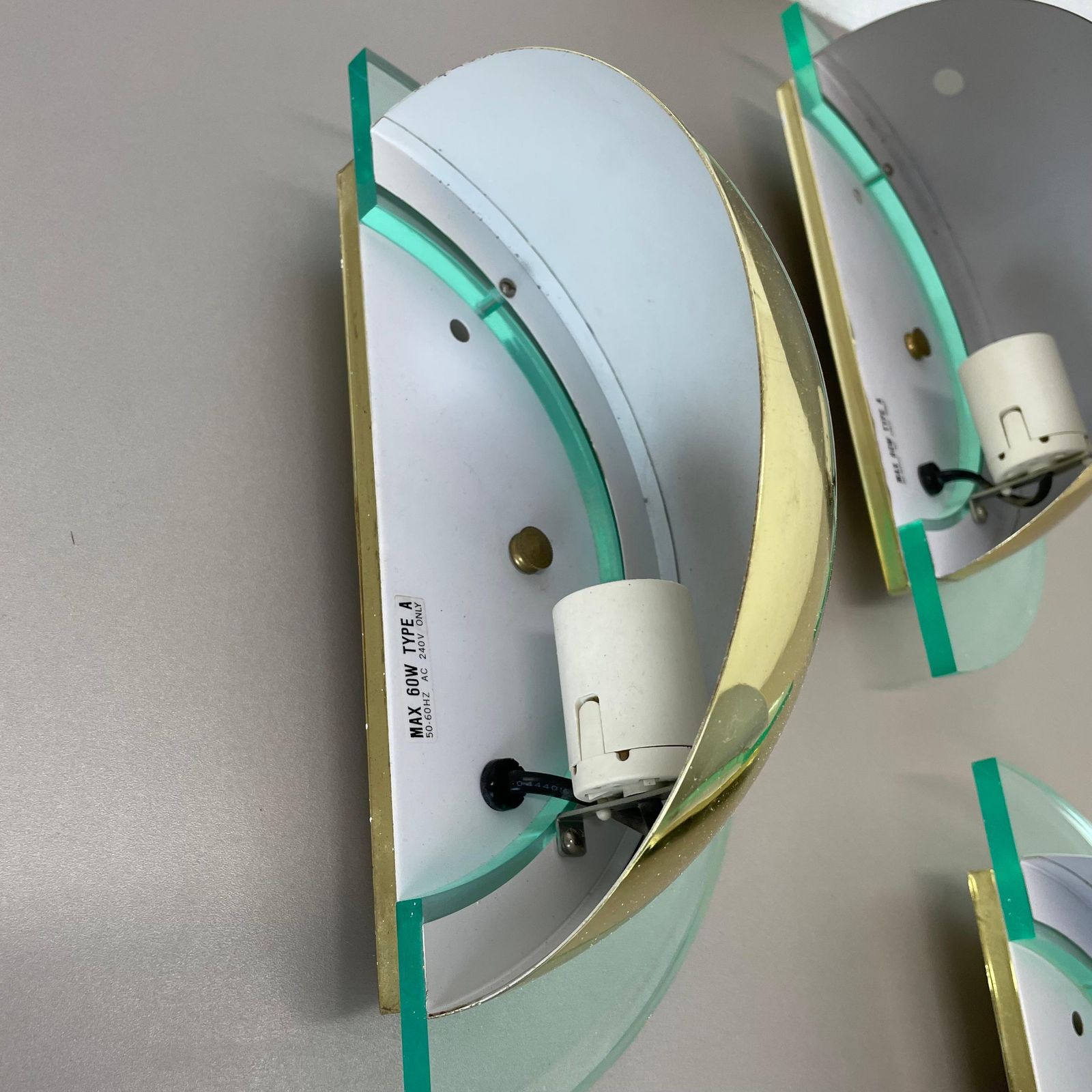 photo vintage Set Of 3 Metal + Acryl Glass Post Modern Wall Light By Hustadt Leuchten, 1980s