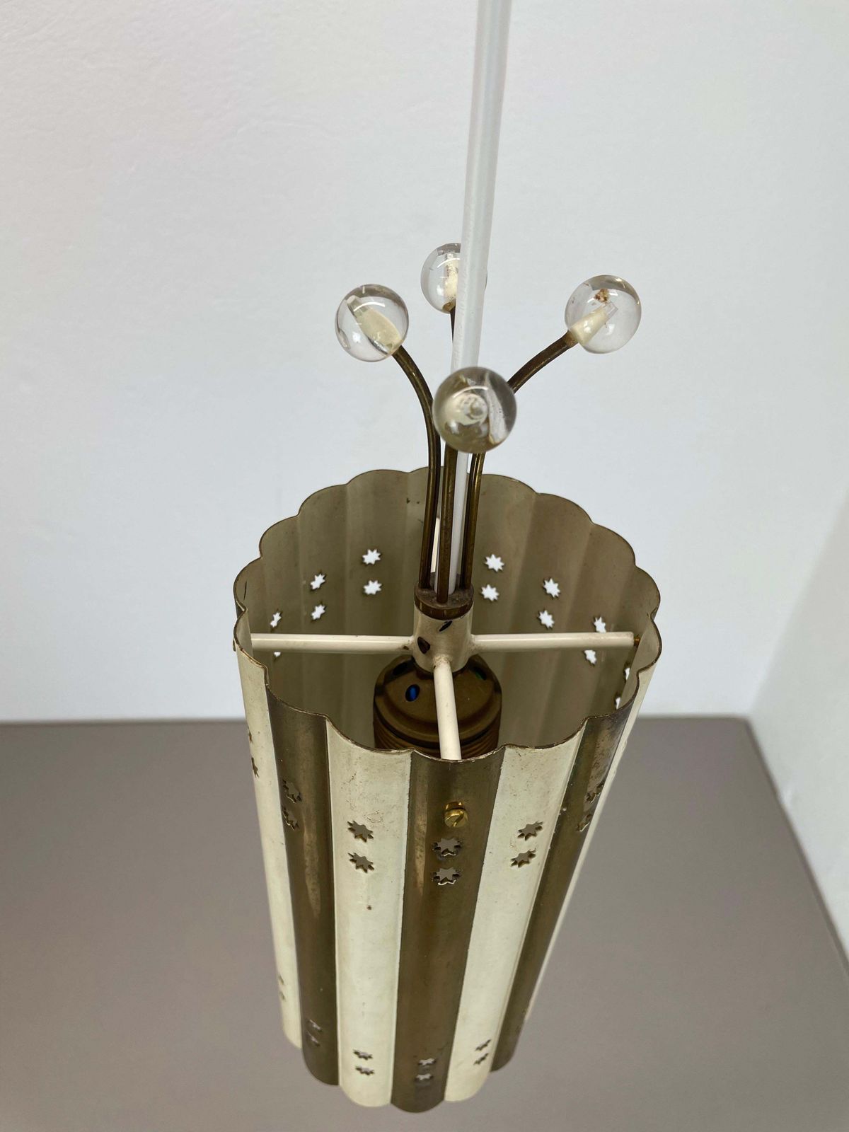 Brass And Metal Tube Hanging Light Vereinigte Werkstätten München, Germany, 1950 photo buy