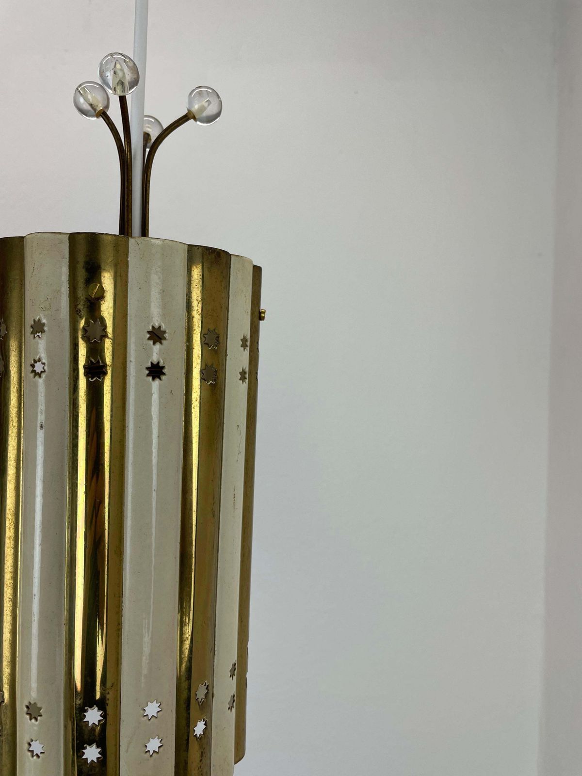 photo furniture Brass And Metal Tube Hanging Light Vereinigte Werkstätten München, Germany, 1950