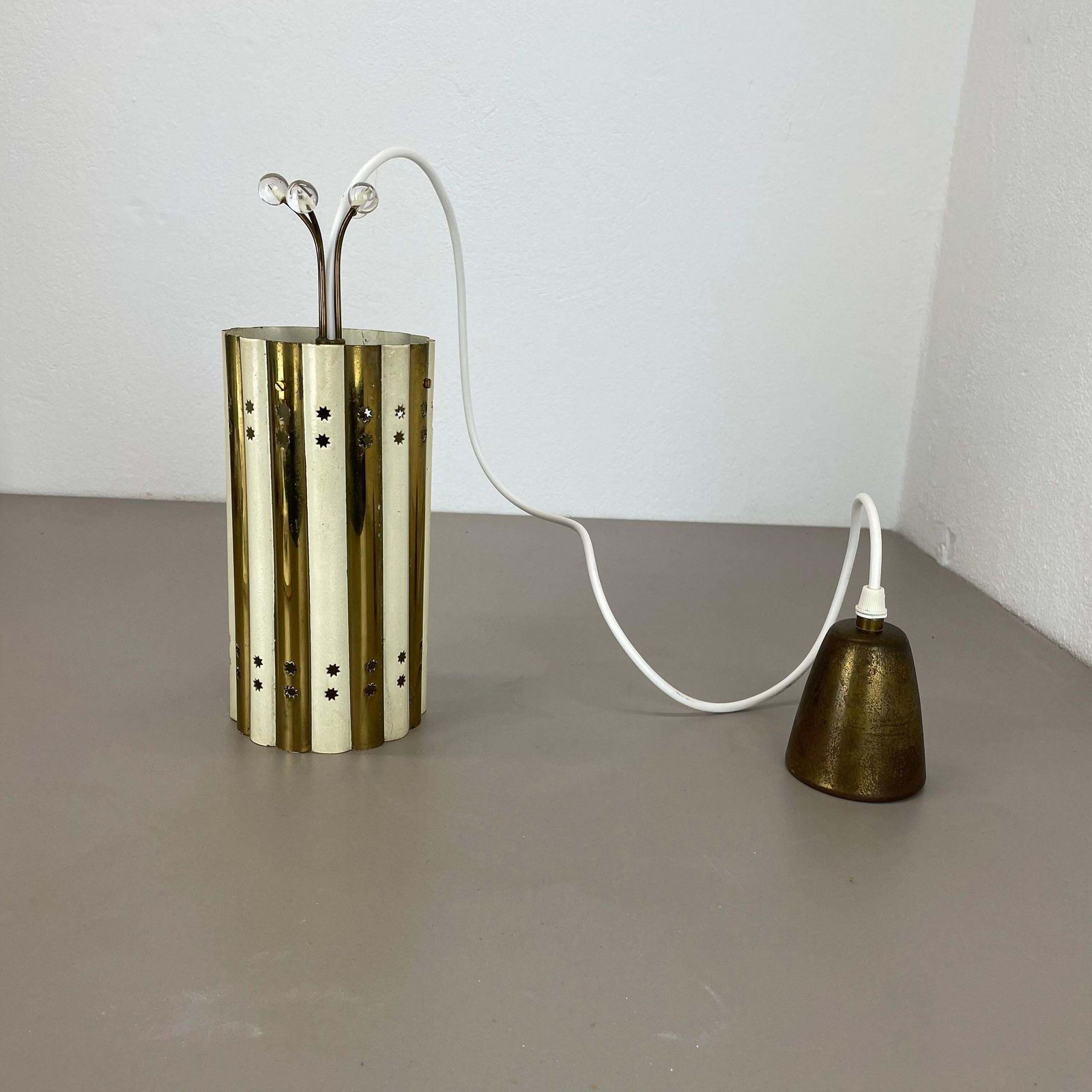 1061.0 Brass And Metal Tube Hanging Light Vereinigte Werkstätten München, Germany, 1950 photo