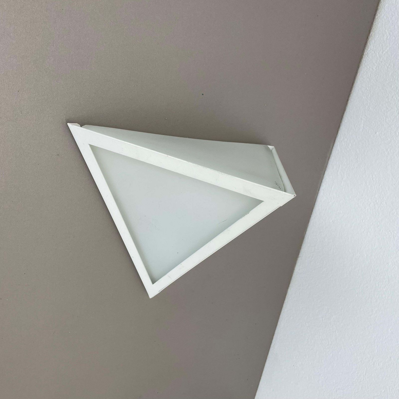 Original Cubic Satin White Glass Wall Light By Glashütte Limburg, Germany 1980s photo for sale