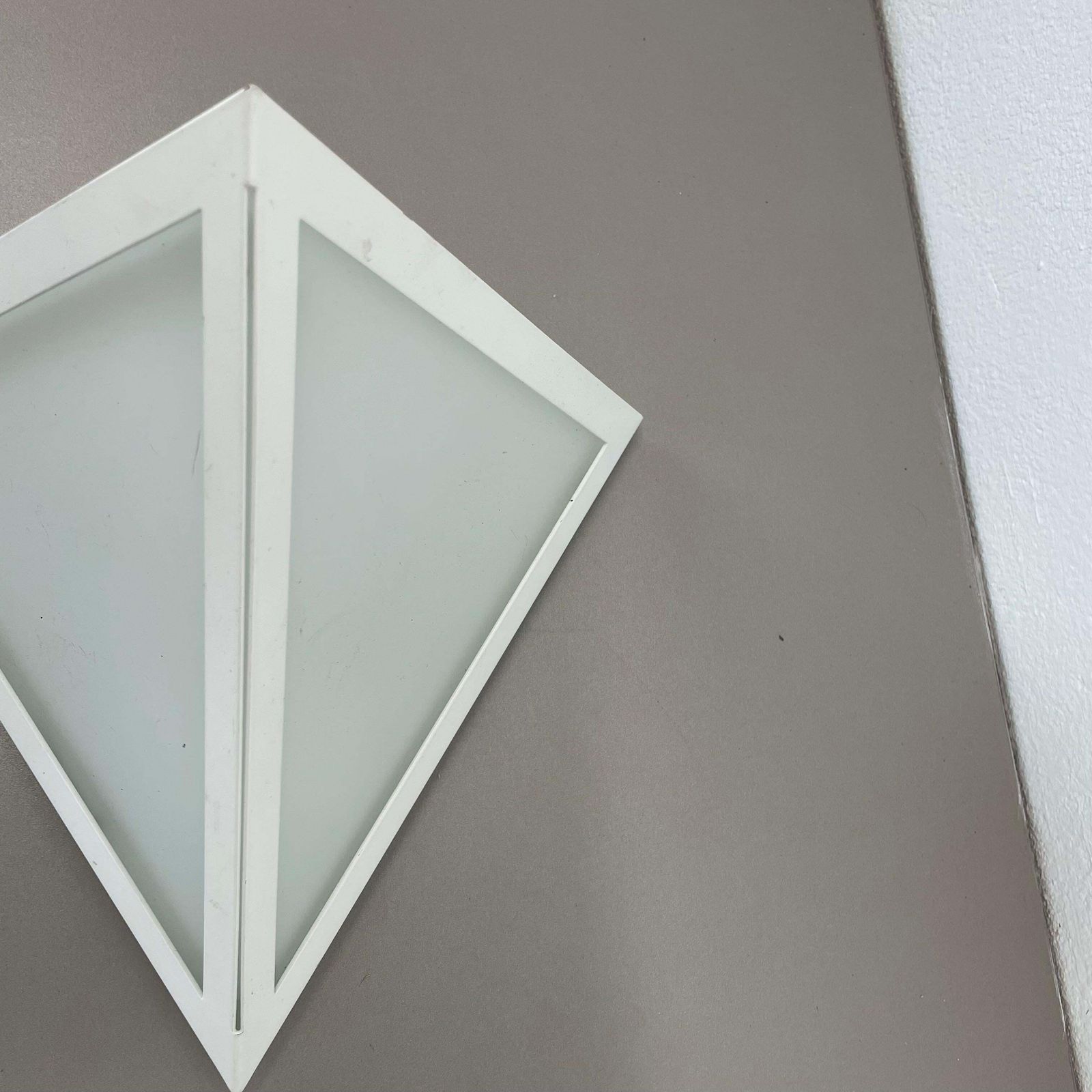 Original Cubic Satin White Glass Wall Light By Glashütte Limburg, Germany 1980s photo vintage