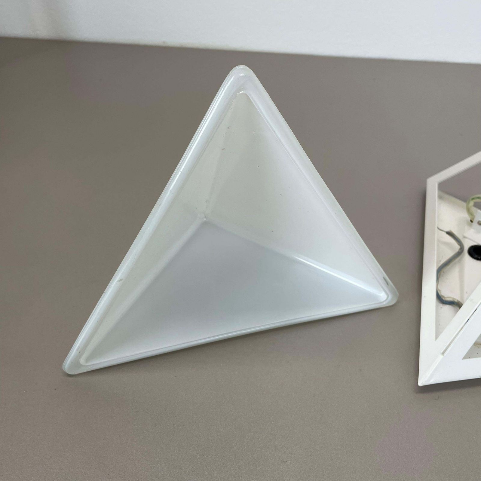 530.0 Original Cubic Satin White Glass Wall Light By Glashütte Limburg, Germany 1980s photo