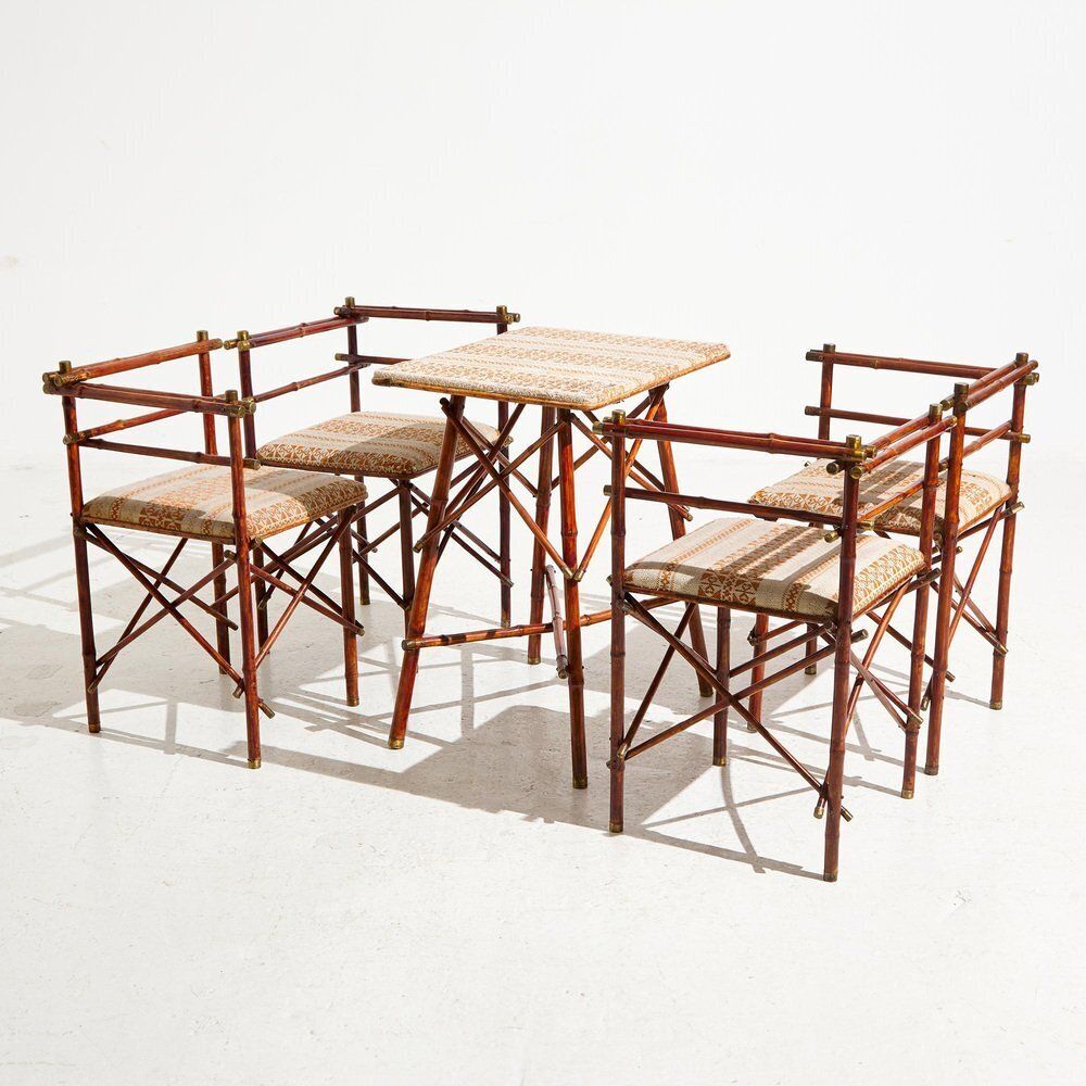 Austrian Bamboo Dining Table And Chairs By J. Kothgassner, 1920s, Set Of 5
