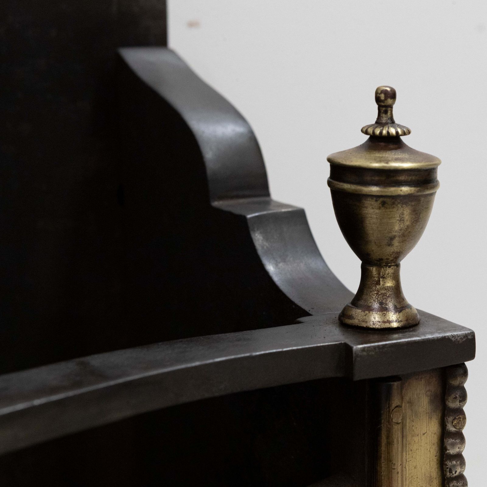 photo furniture Splendid Antique Georgian Fire Basket With Brass Finials