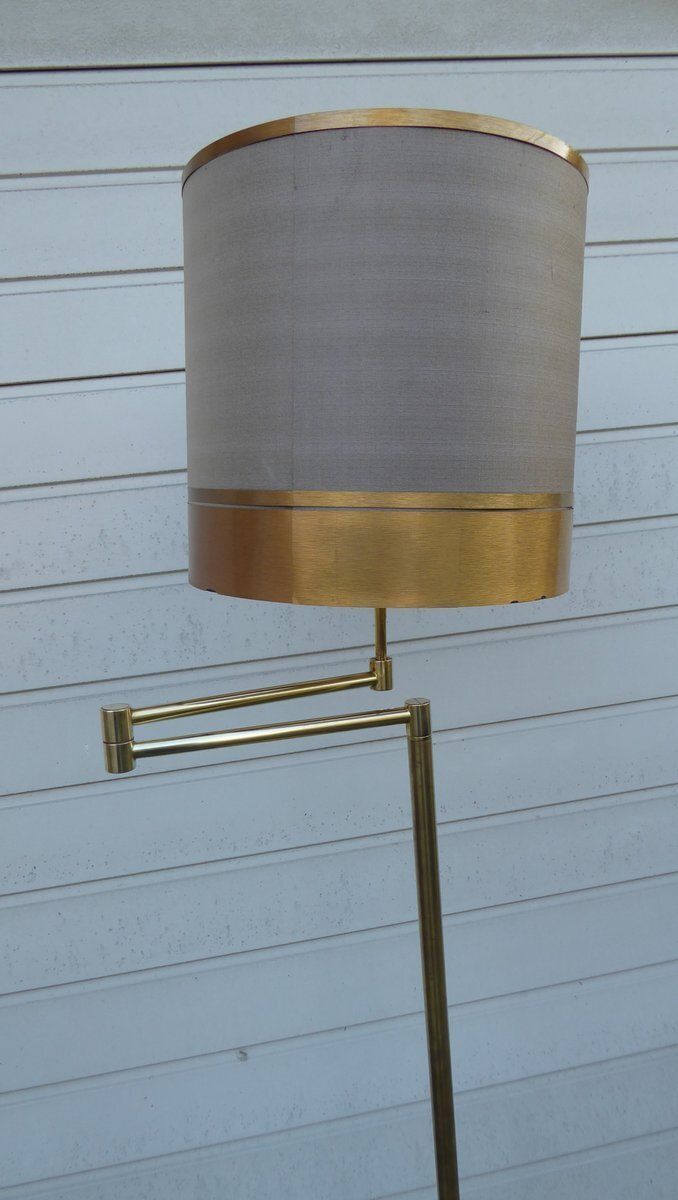 Danish Brass Articulated Swivel Floor Lamp From Frandsen, 1960s photo vinterior