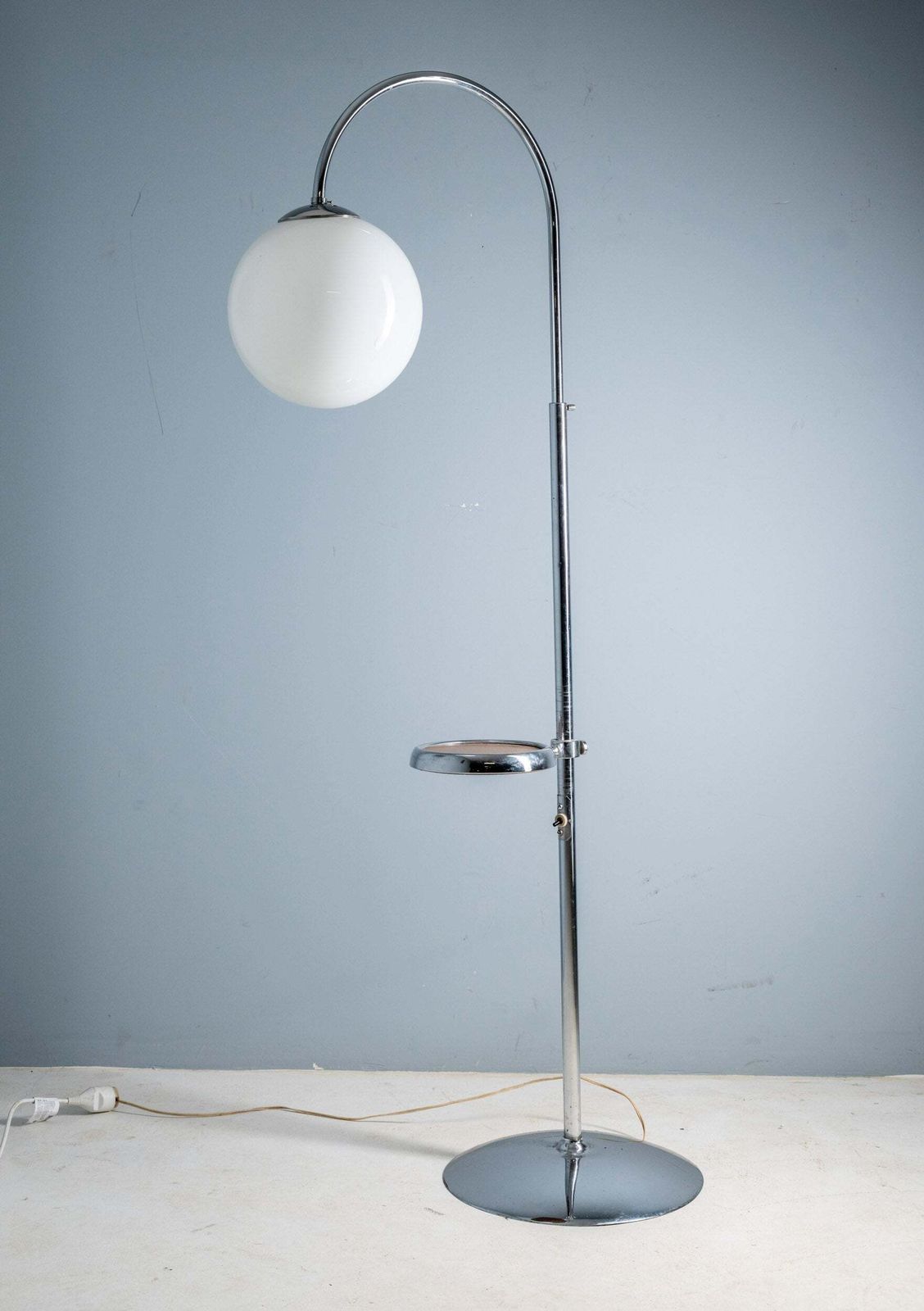 Functionalistische Verstelbare Chromen Vloerlamp, Tsjecho Slowakije, Jaren 1930